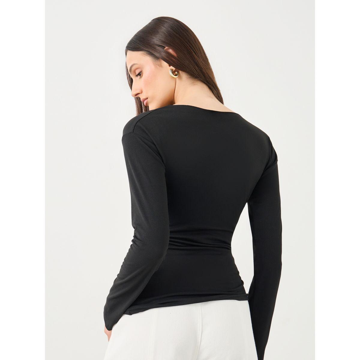 Styli Women Black Asymmetric Hem Fitted Top-women-clothing-shirtsandblouses-blouses-image-4