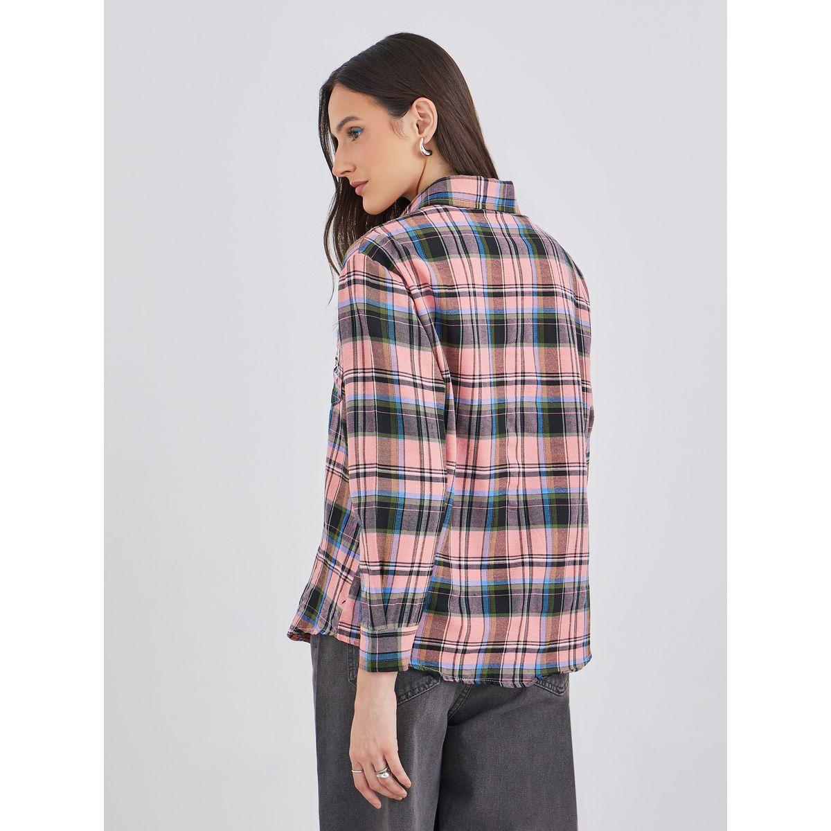 بلوزة فضفاضة بطبعة نمط مربعات-women-clothing-shirtsandblouses-shirts-image-5