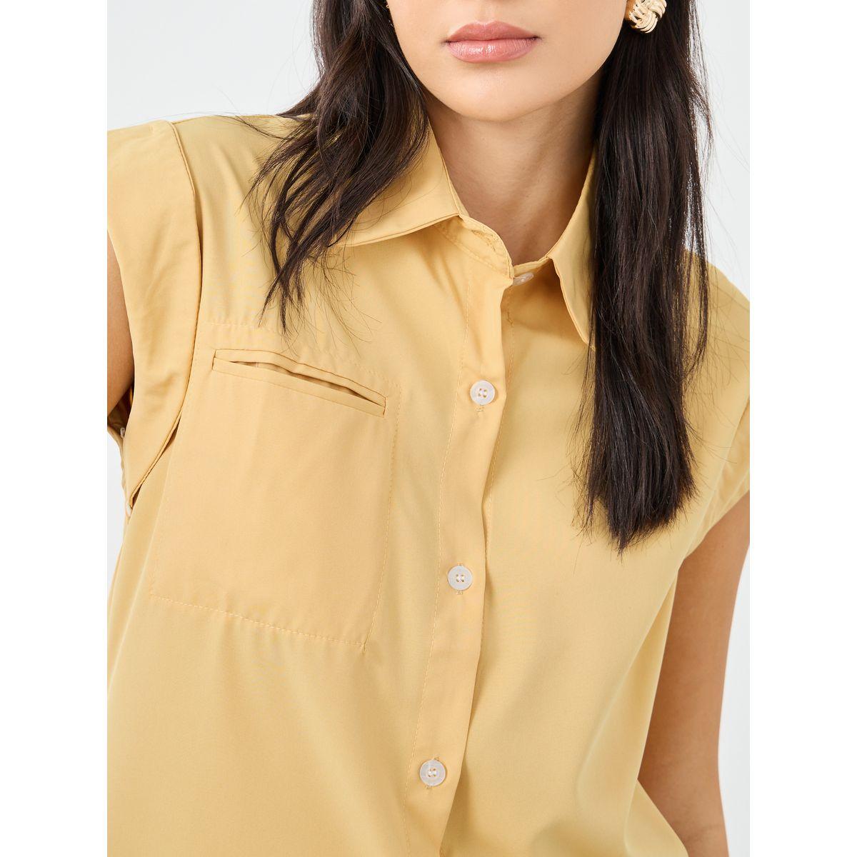 Styli Women Yellow Plain Collared Shirt-women-clothing-shirtsandblouses-shirts-image-3