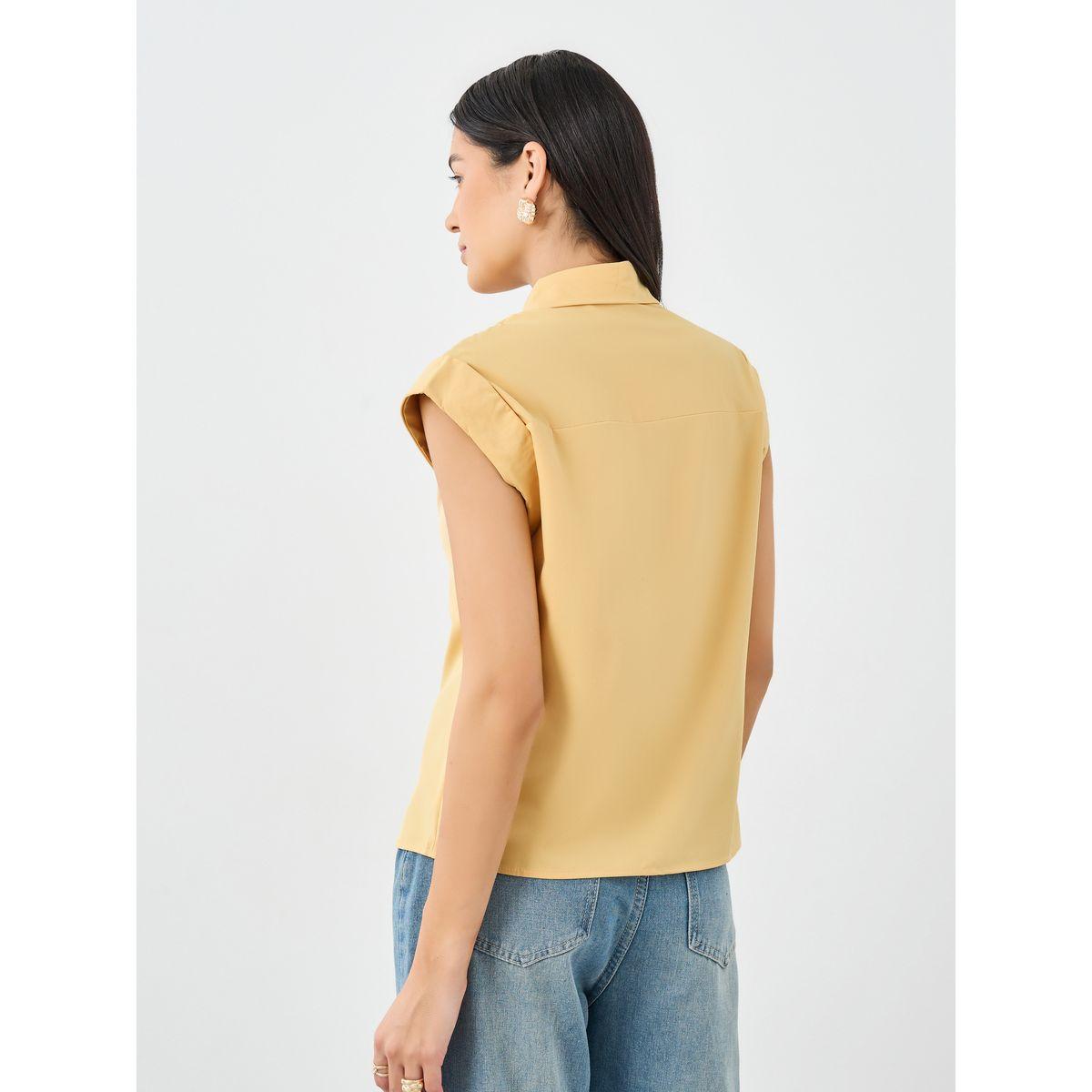 Styli Women Yellow Plain Collared Shirt-women-clothing-shirtsandblouses-shirts-image-4