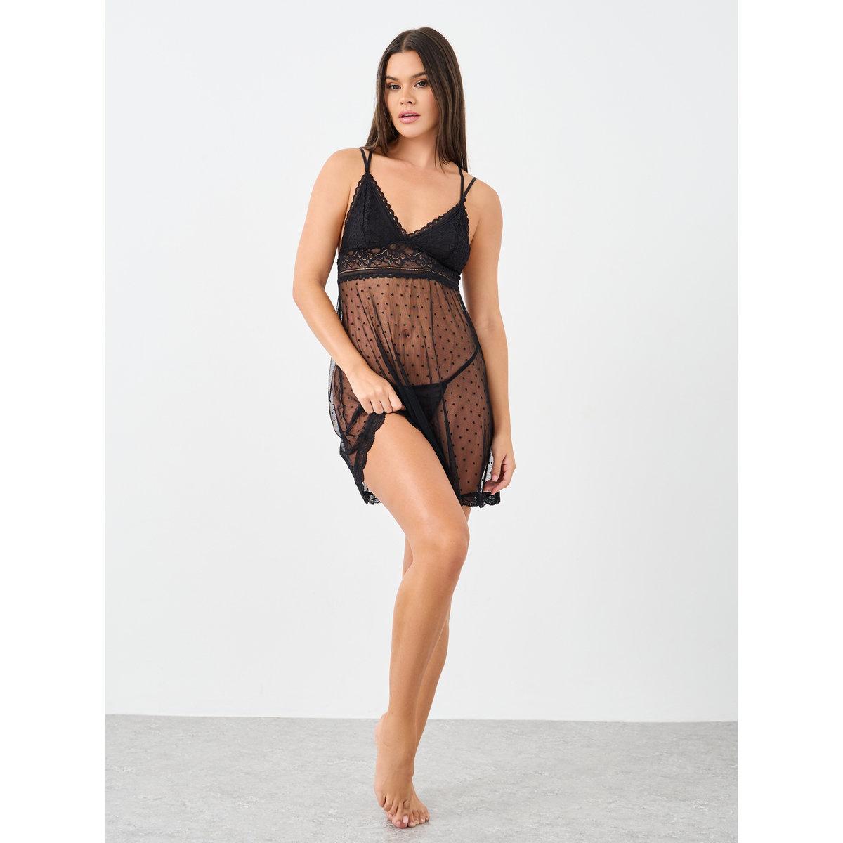 بيبي دول دانتيل بحمالات مع ثونغ-women-clothing-lingerie-babydollsandbodysuits-image-2