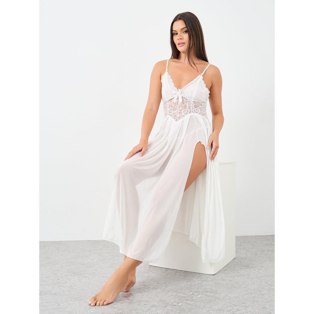 بيبي دول دانتيل بشق جانبي داخلي بنمط ثونغ-women-clothing-lingerie-babydollsandbodysuits-image-2