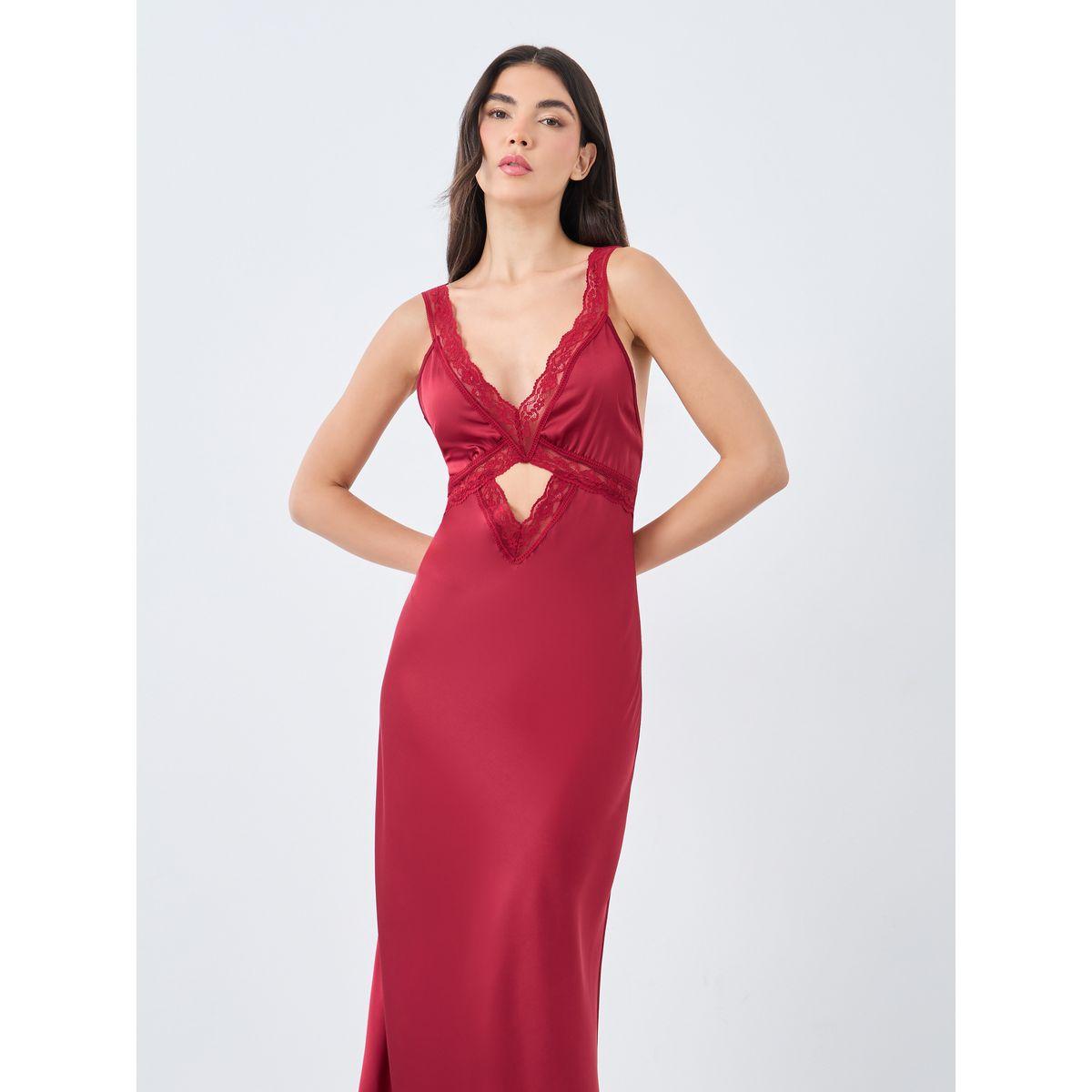فستان نوم بتداخلات دانتيل مع تفاصيل فتحات-women-clothing-lingerie-babydollsandbodysuits-image-2