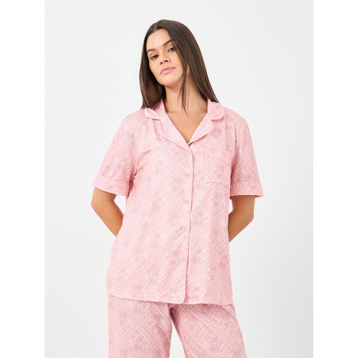 طقم من بنطال بيجاما وبلوزة بطبعة زهور-women-clothing-nightwear-pyjamas-longsets-image-2