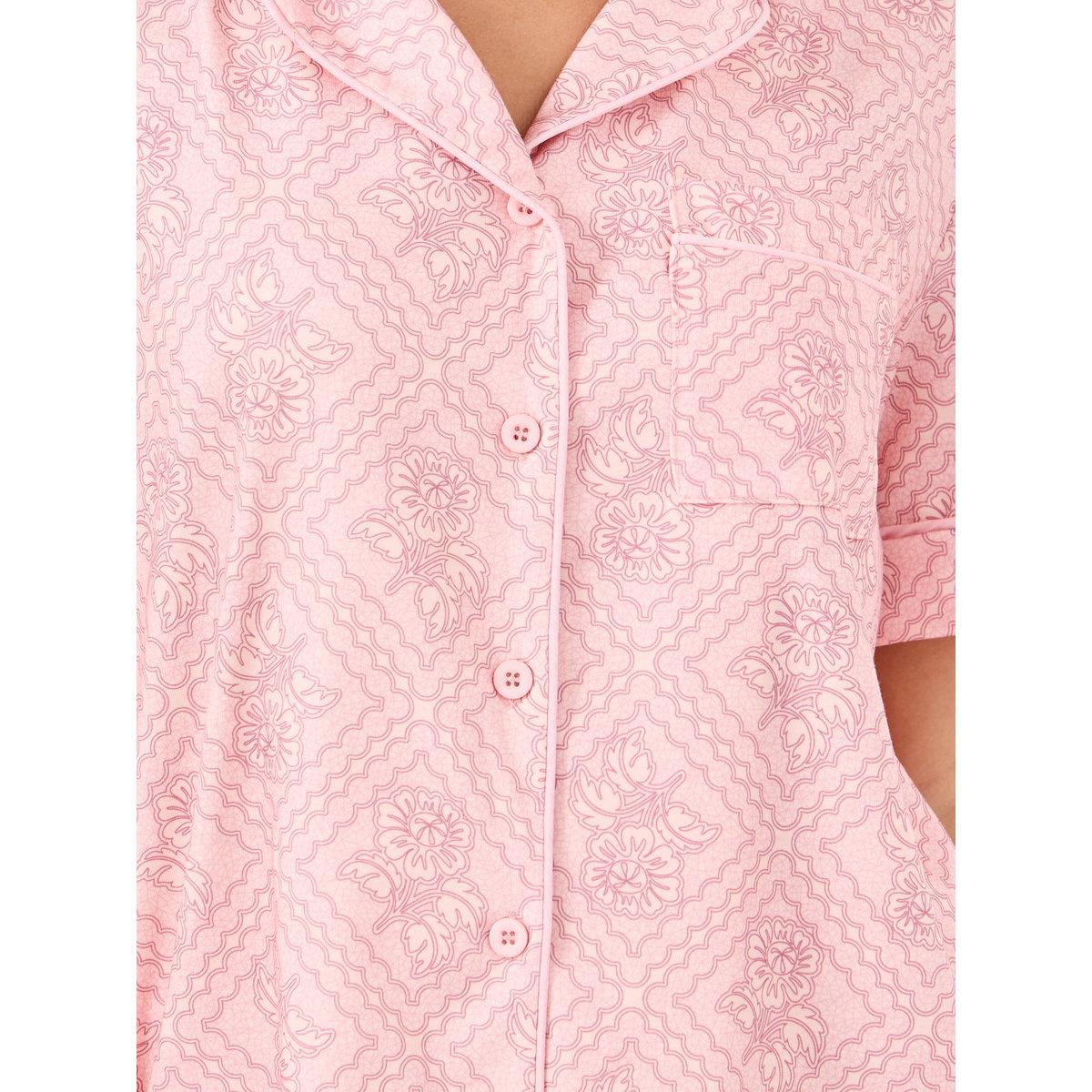 طقم من بنطال بيجاما وبلوزة بطبعة زهور-women-clothing-nightwear-pyjamas-longsets-image-4