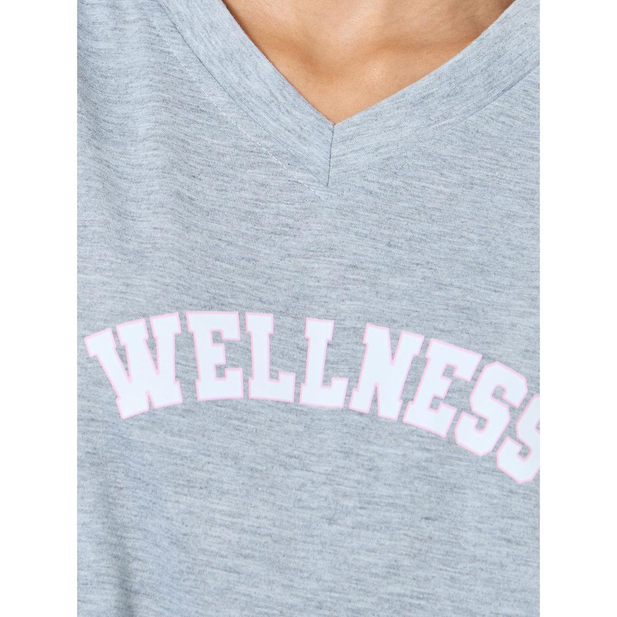 Styli V Neck Wellness Slogan Print T-Shirt and Star Pyajama Set-women-clothing-nightwear-pyjamas-longsets-image-3