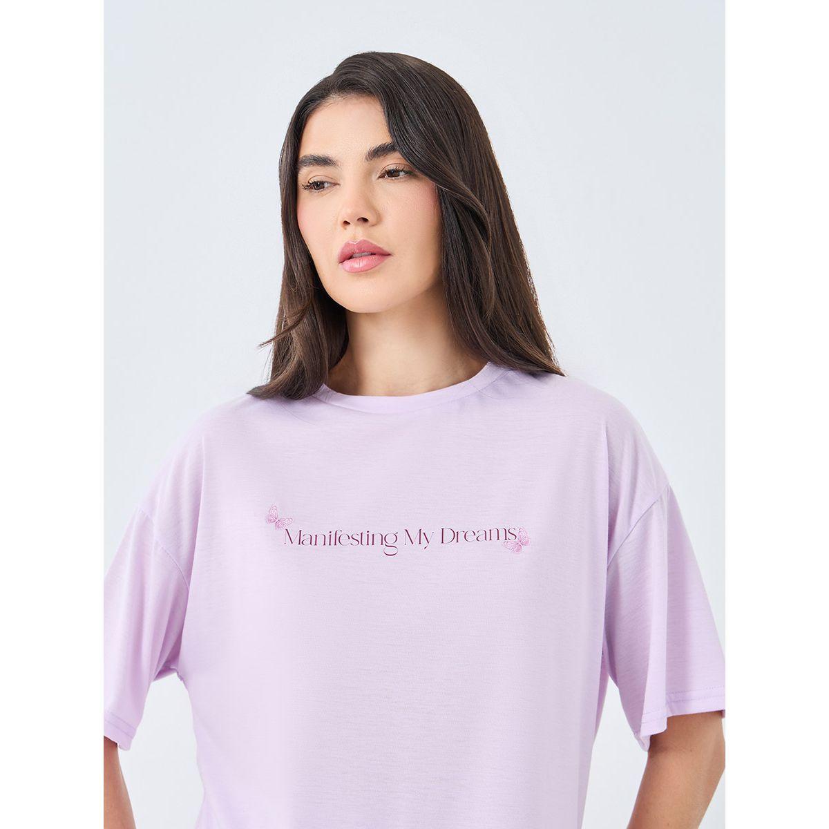 Styli Manifesting Butterfly Print Drop Shoulder T-Shirt and Pyjama Set-women-clothing-nightwear-pyjamas-longsets-image-3