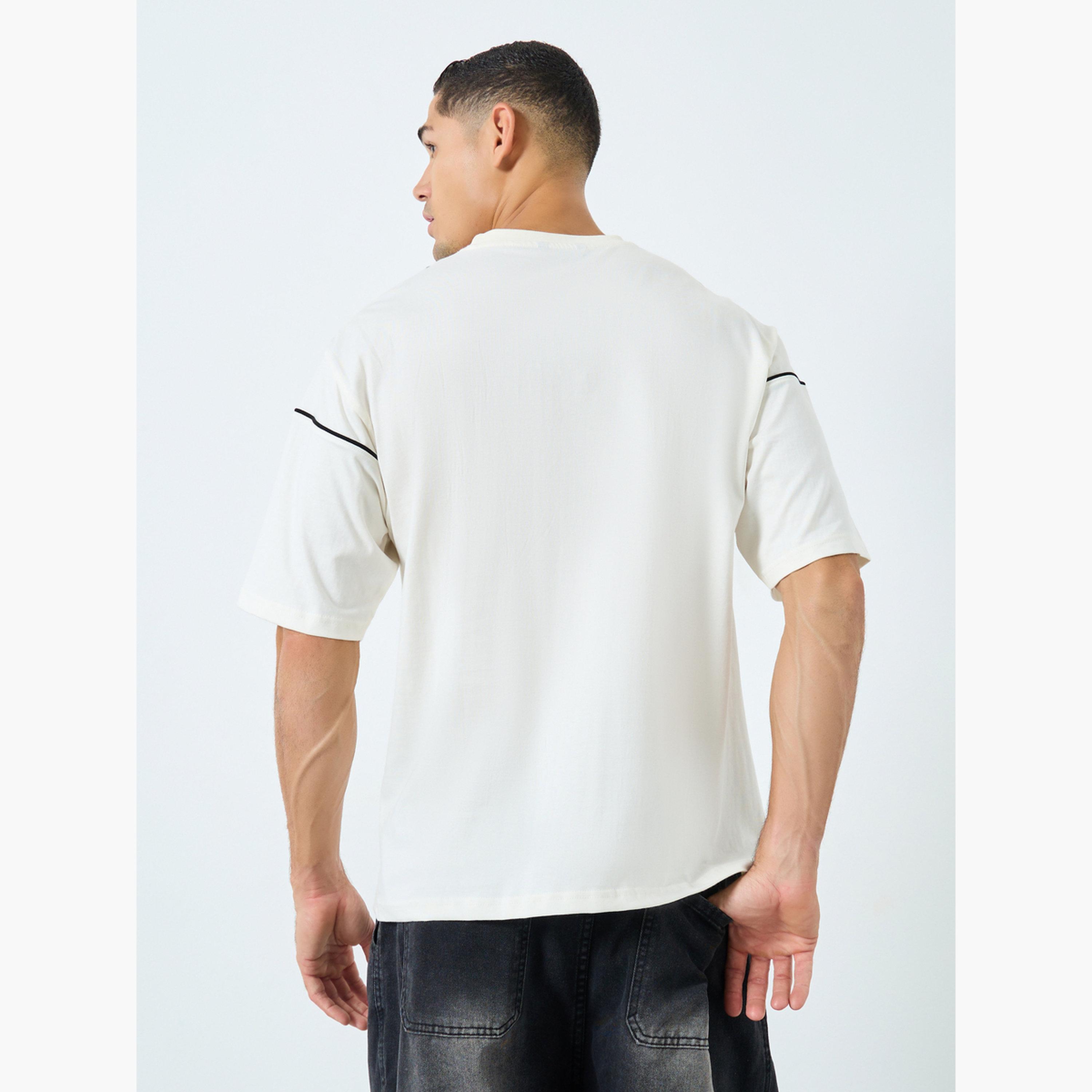 Styli Men Cream Embroidered Crew Neck T-Shirt-men-clothing-tshirtsandpolos-tshirts-image-4