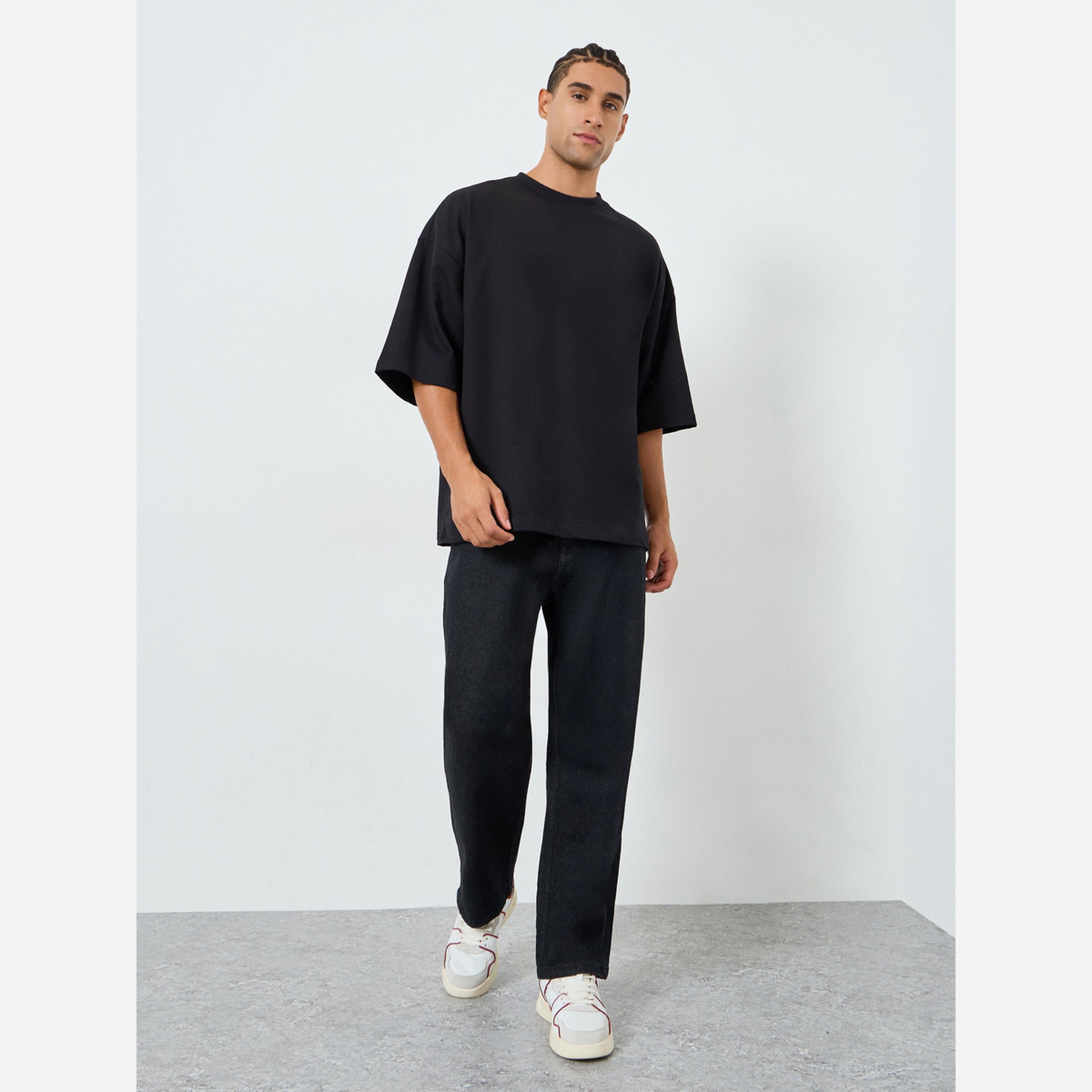 Styli Men Black Boxy Fit Embossed Print T-Shirt-men-clothing-tshirtsandpolos-tshirts-image-2