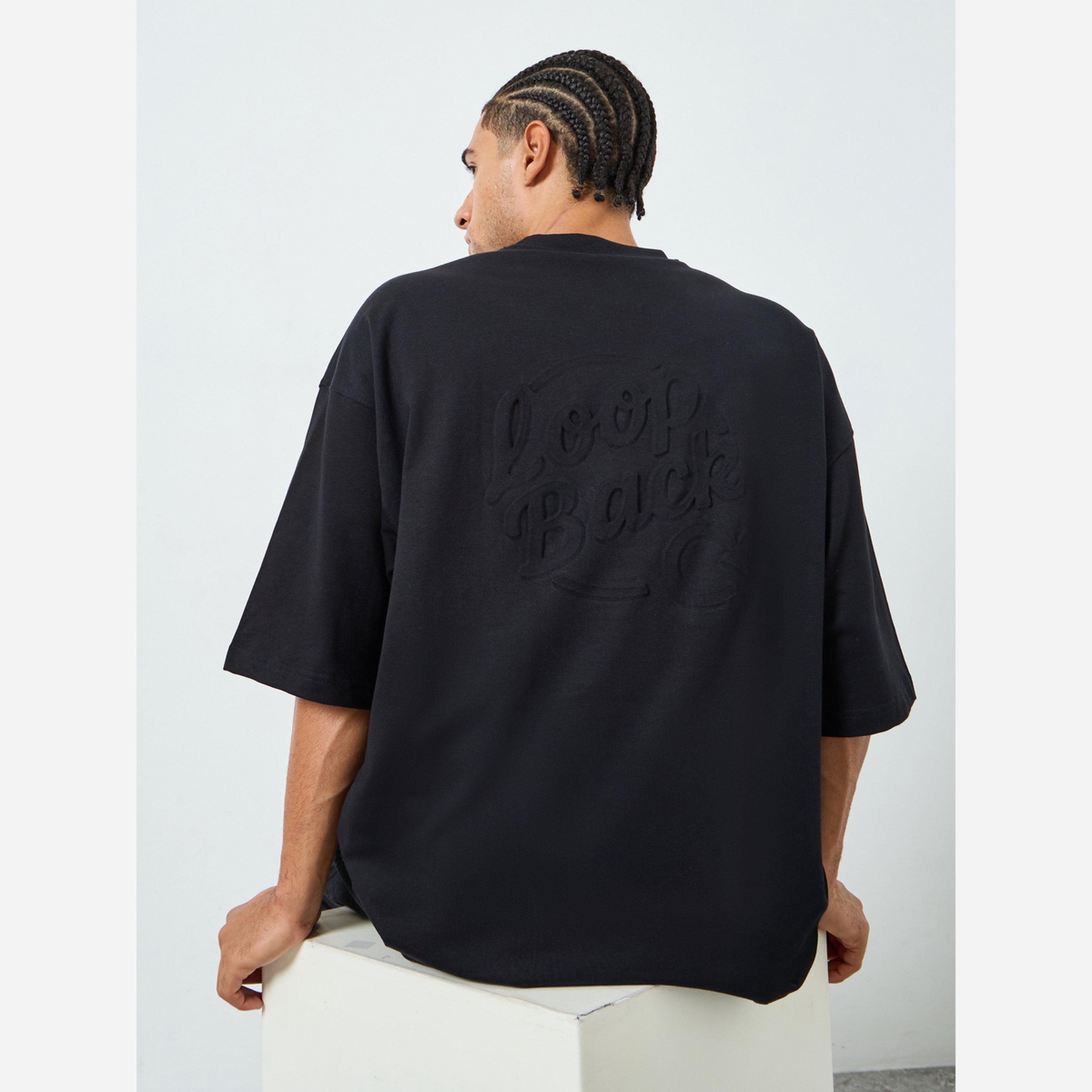 Styli Men Black Boxy Fit Embossed Print T-Shirt-men-clothing-tshirtsandpolos-tshirts-image-4
