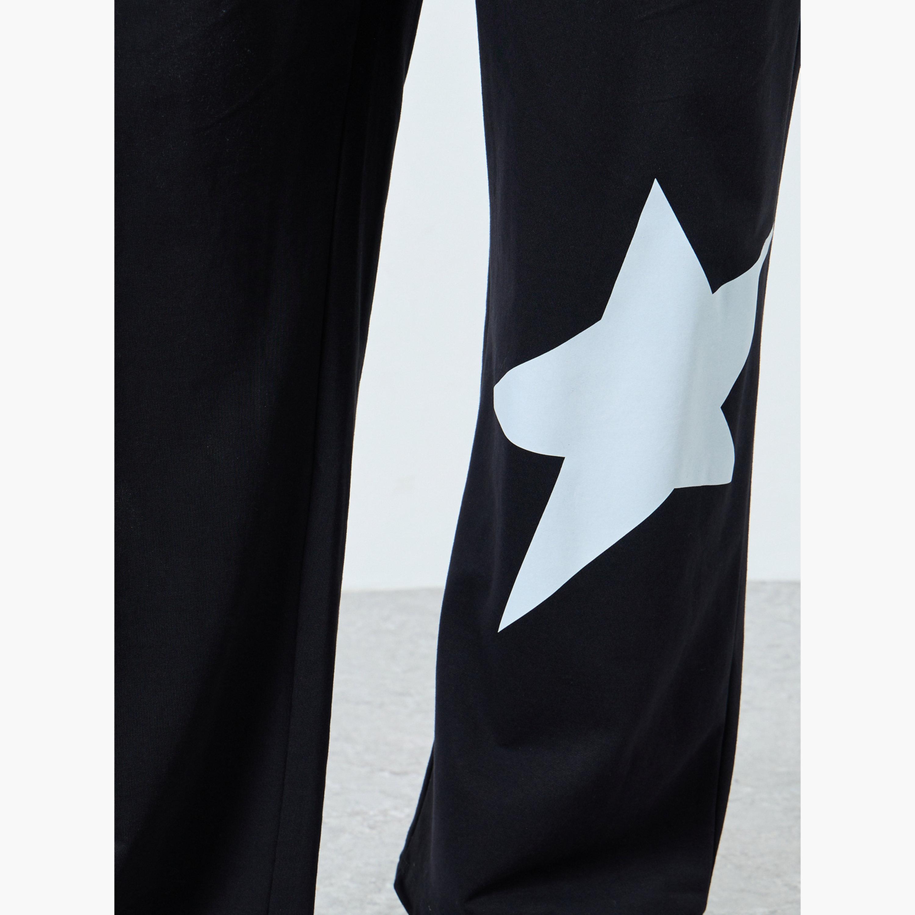 Styli Men Black Star Print Wide Leg Joggers-men-clothing-bottoms-joggers-image-4