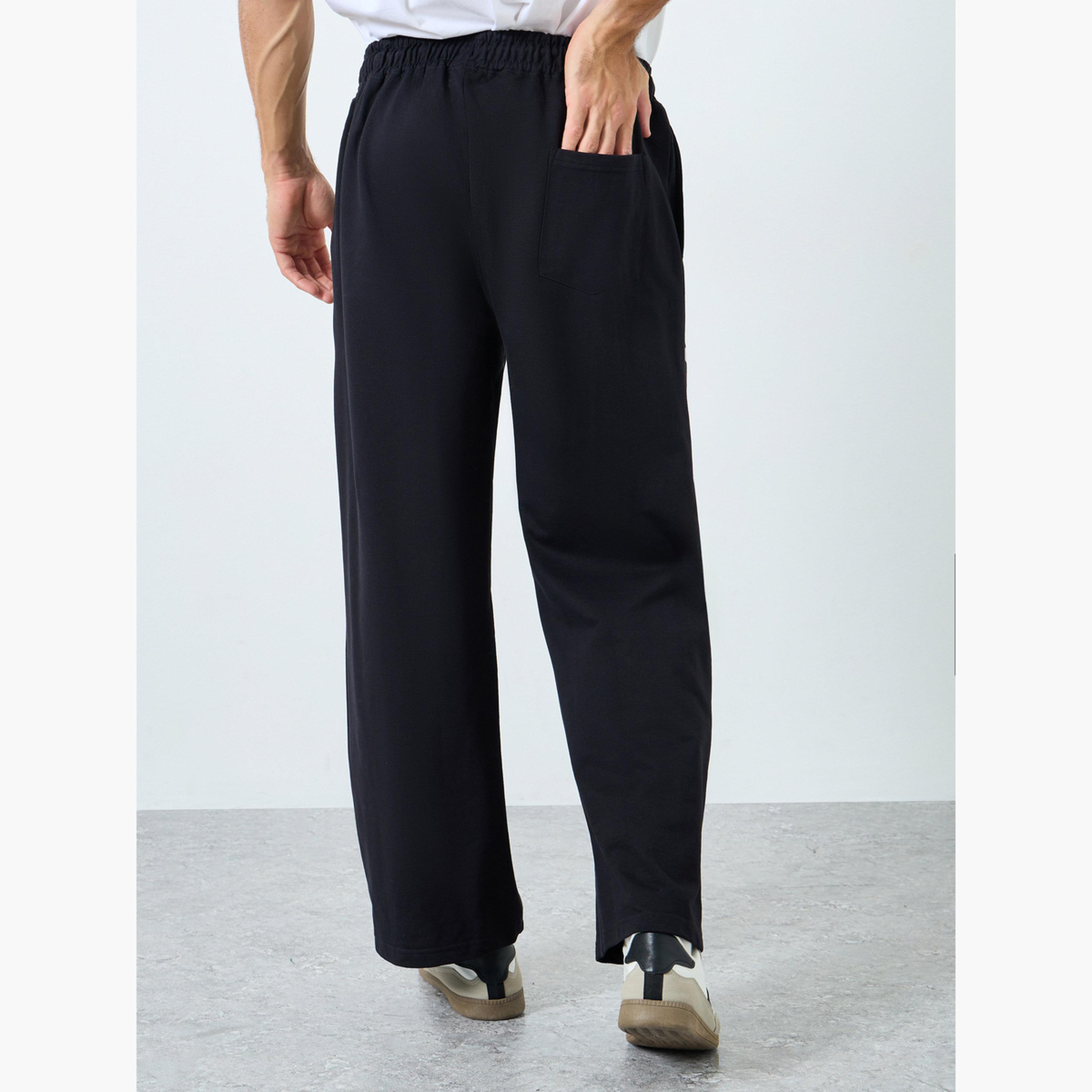 Styli Men Black Star Print Wide Leg Joggers-men-clothing-bottoms-joggers-image-5
