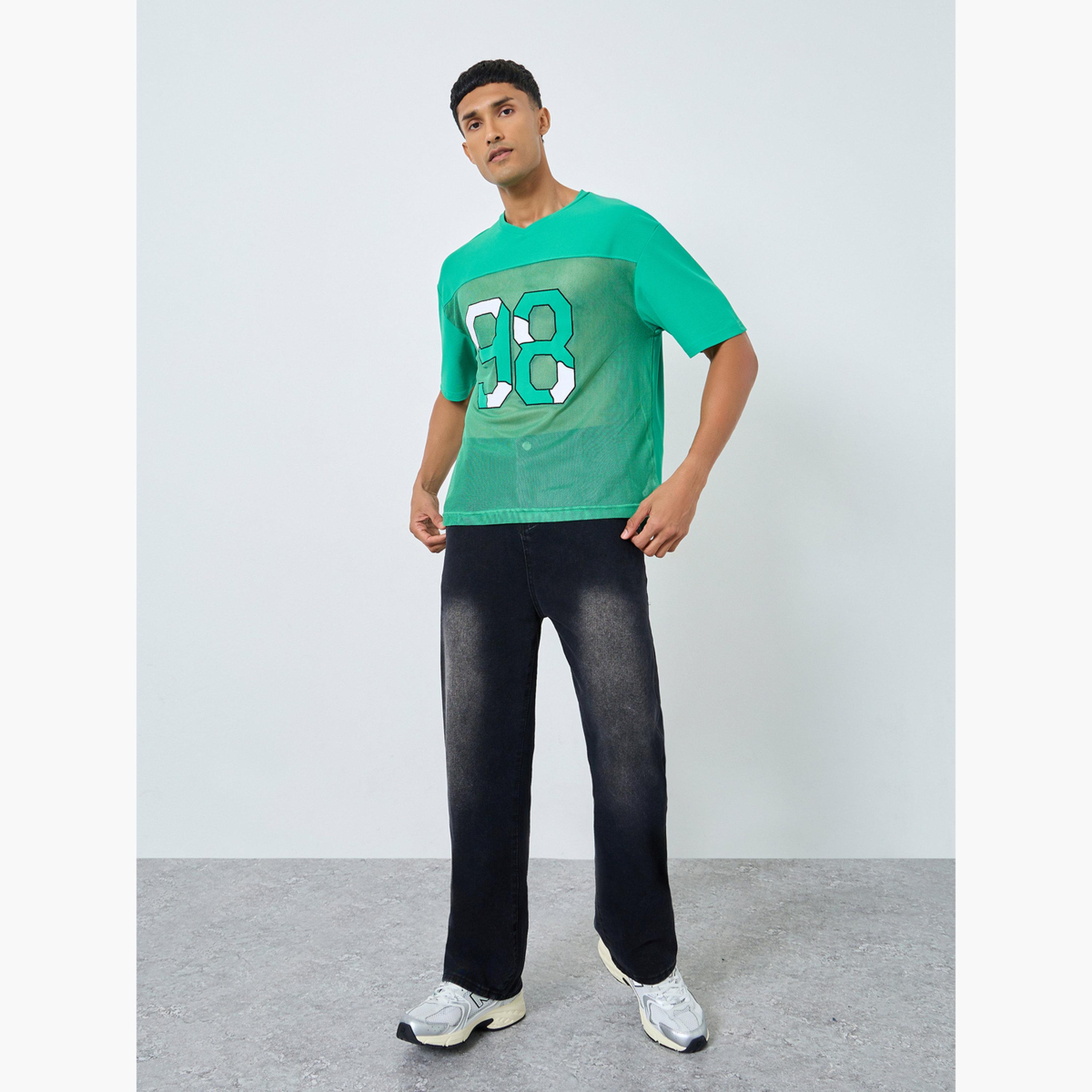 Styli Men Oversized Cut and Sew Detailing Graphic Printed T-Shirt-men-clothing-tshirtsandpolos-tshirts-image-2