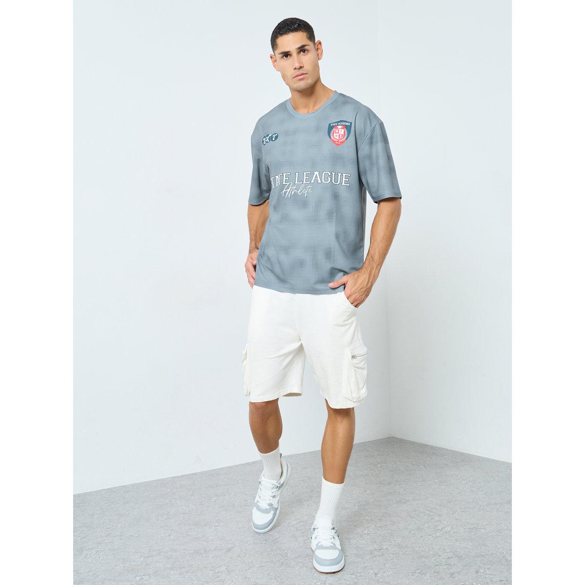 Styli Men Grey Oversized Graphic Varsity T-Shirt-men-clothing-tshirtsandpolos-tshirts-image-2