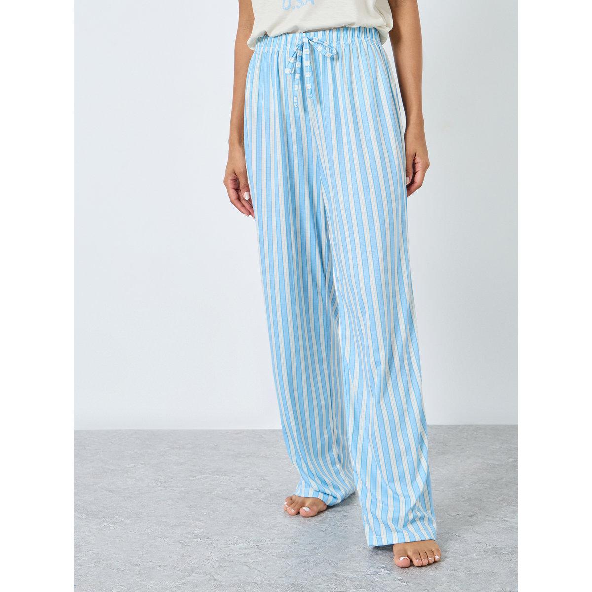 Styli LA Graphic Stripe Sleeve T-Shirt and Striped Pyjama Set-women-clothing-nightwear-pyjamas-longsets-image-5