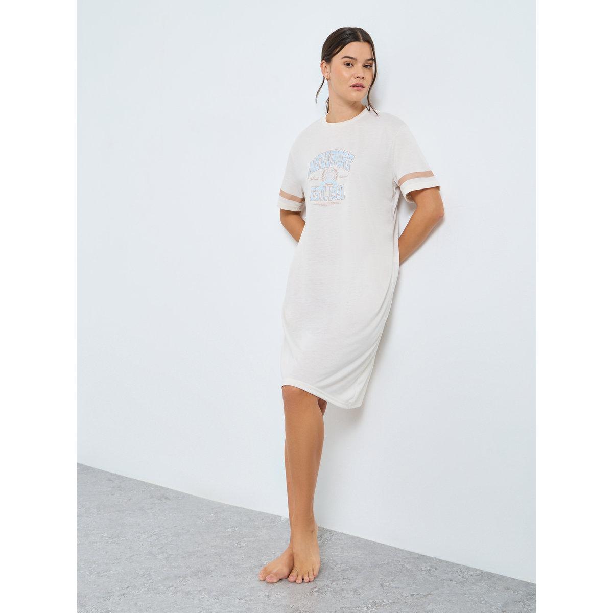 قميص نوم مخطط بطبعة جرافيك-women-clothing-nightwear-nighties-image-1