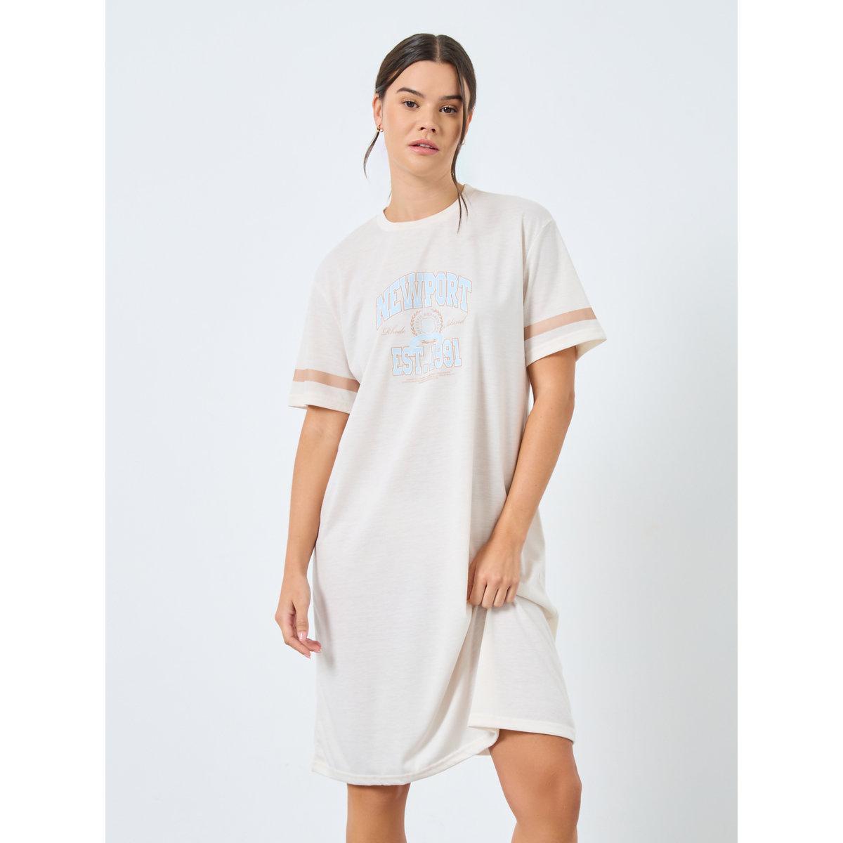 قميص نوم مخطط بطبعة جرافيك-women-clothing-nightwear-nighties-image-2