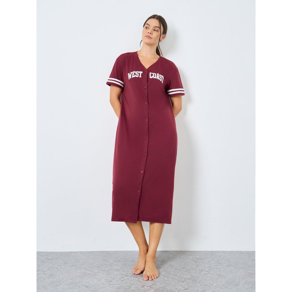 قميص نوم بتفاصيل أكمام مخططة-women-clothing-nightwear-nighties-image-1