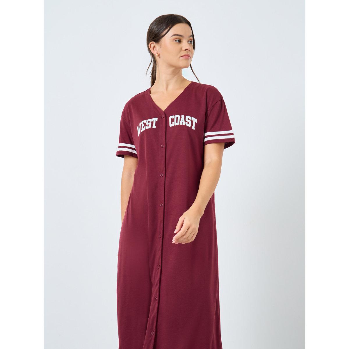 قميص نوم بتفاصيل أكمام مخططة-women-clothing-nightwear-nighties-image-2