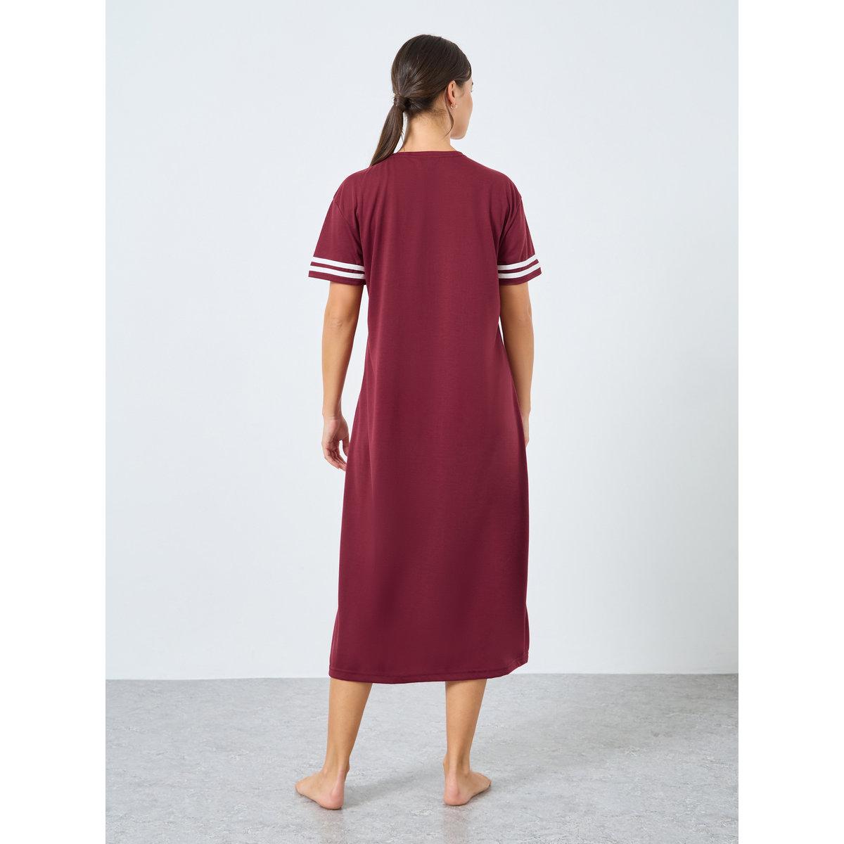 قميص نوم بتفاصيل أكمام مخططة-women-clothing-nightwear-nighties-image-4