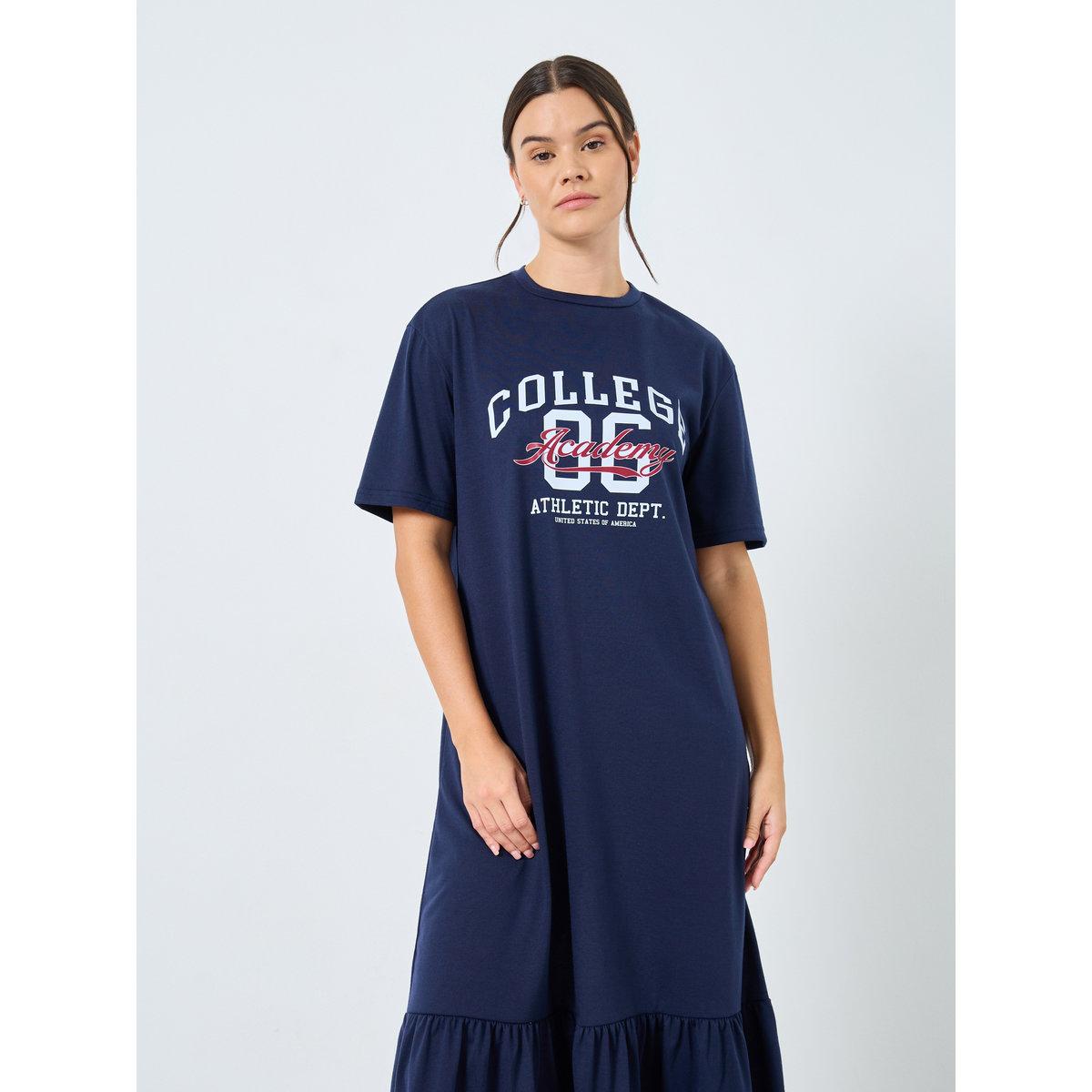 Styli College Graphic Deep Ruffle Hem Sleep T-Shirt Dress-women-clothing-nightwear-nighties-image-2