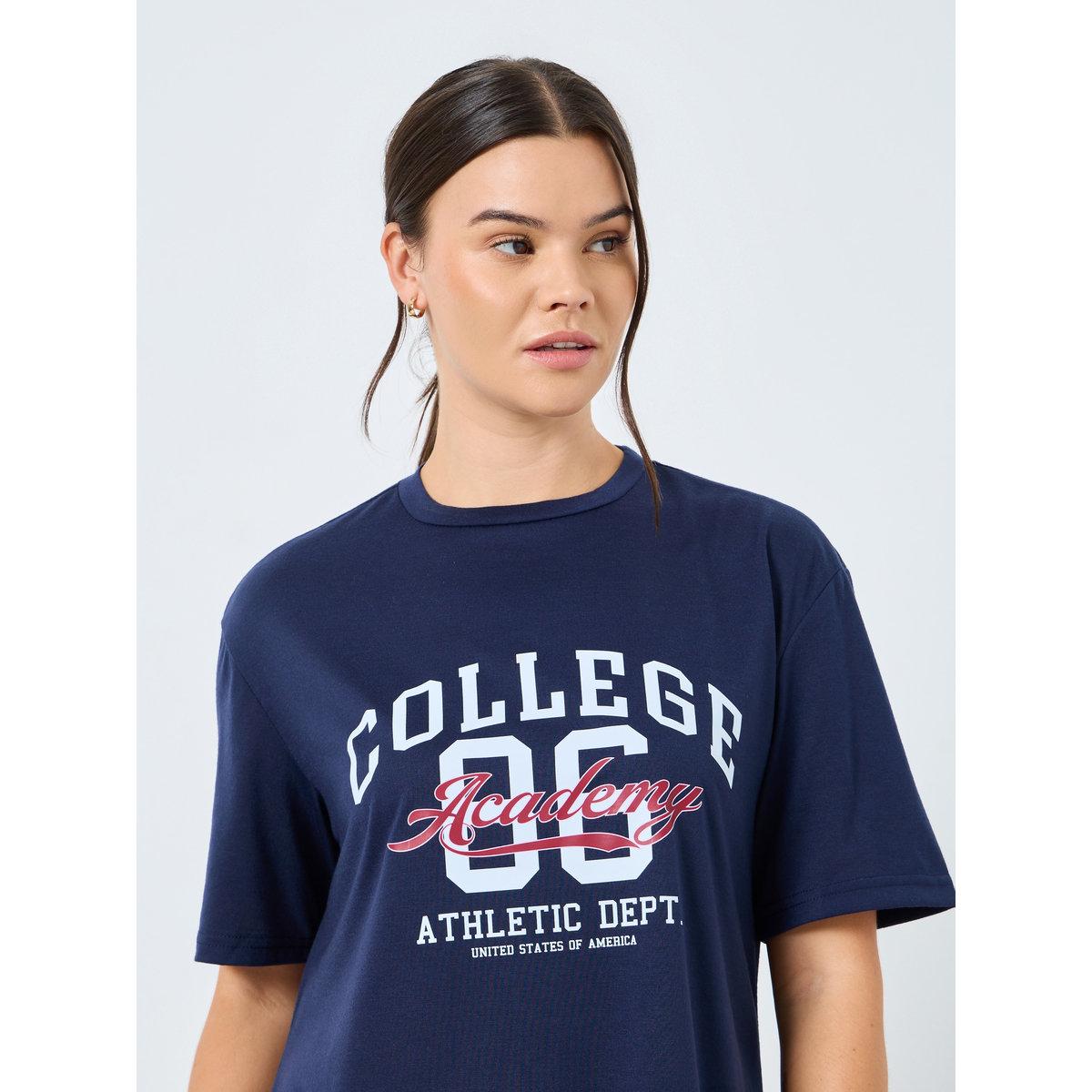 Styli College Graphic Deep Ruffle Hem Sleep T-Shirt Dress-women-clothing-nightwear-nighties-image-3