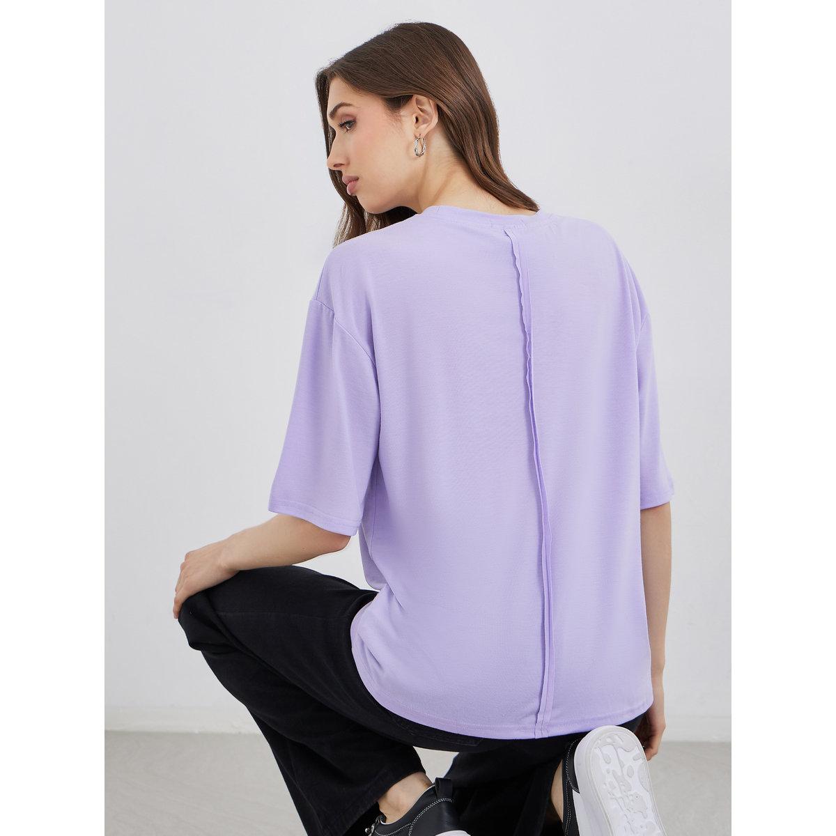 Styli Solid Round Neck Regular Fit T-Shirt-women-clothing-tshirts-image-1