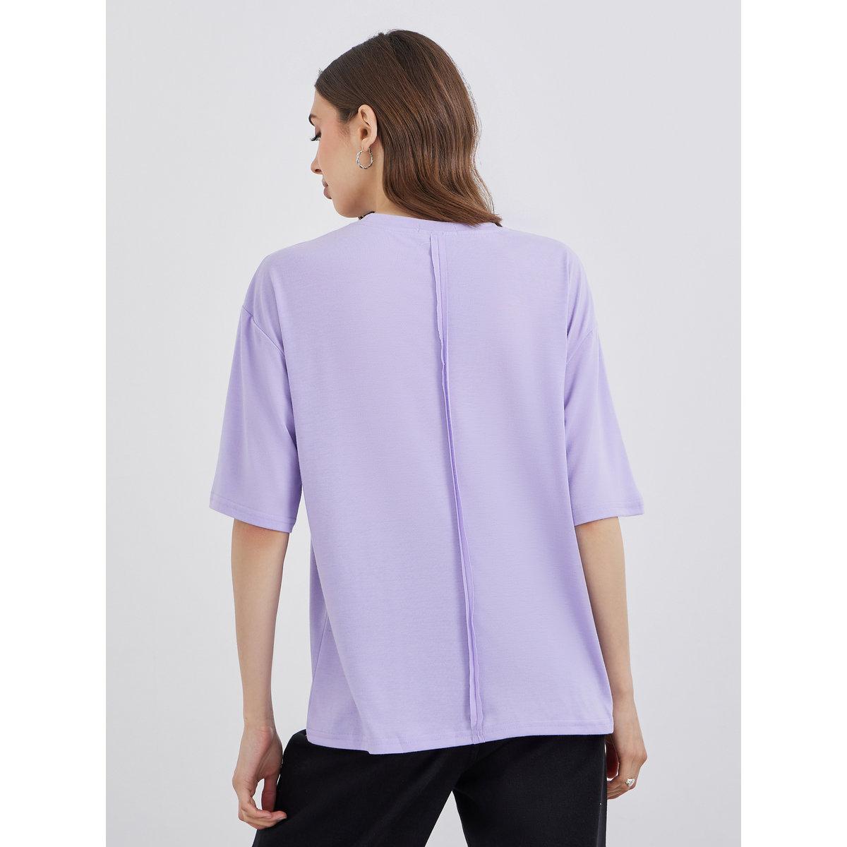 Styli Solid Round Neck Regular Fit T-Shirt-women-clothing-tshirts-image-3