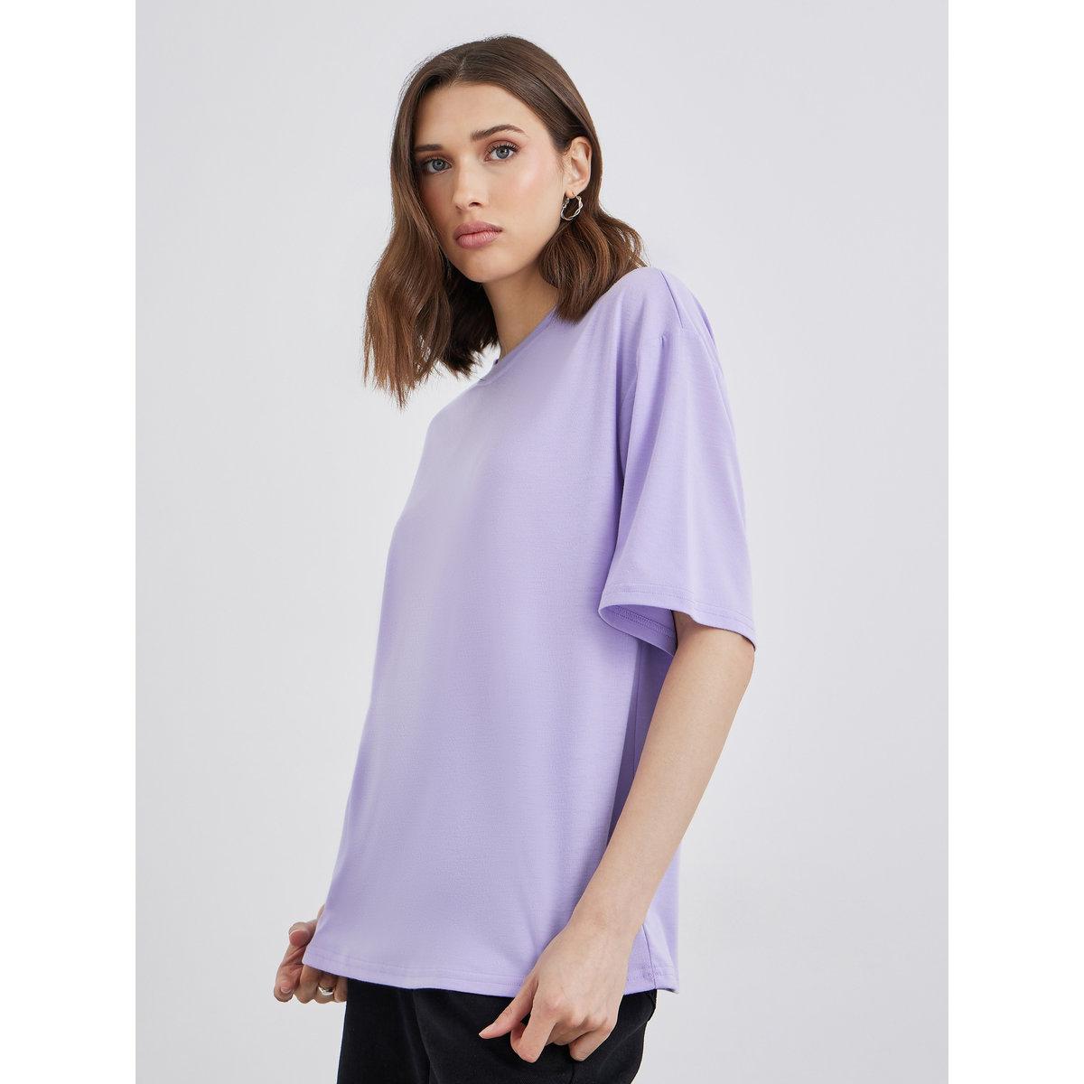 Styli Solid Round Neck Regular Fit T-Shirt-women-clothing-tshirts-image-4
