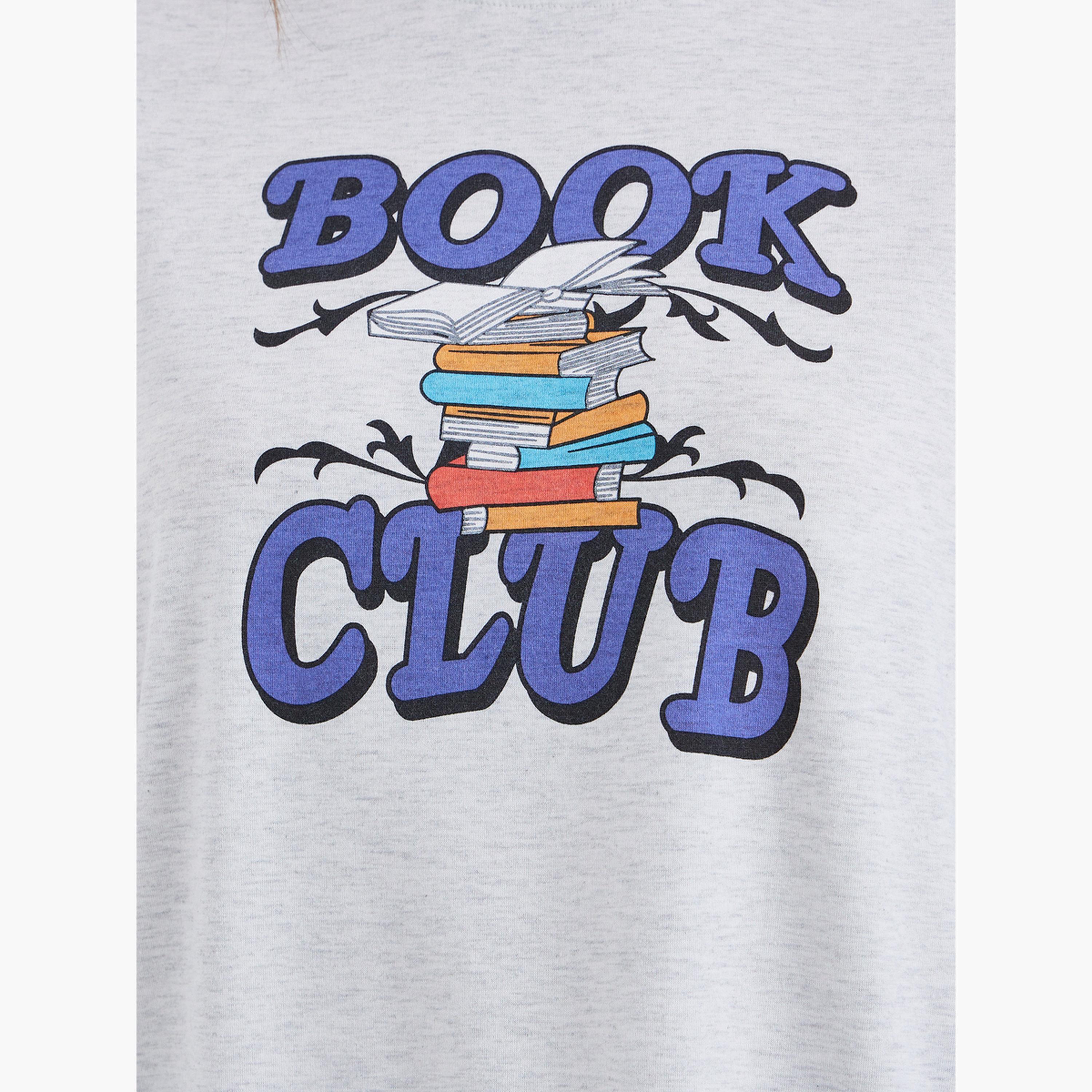 Styli Grey Book Club Graphic Oversized T-Shirt-women-clothing-tshirts-image-4
