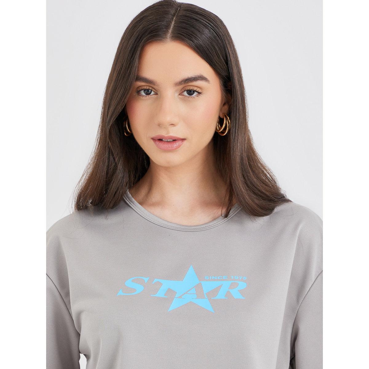 Styli Grey Star Print T-Shirt and Pants Co-Ords-women-clothing-coordsets-image-3