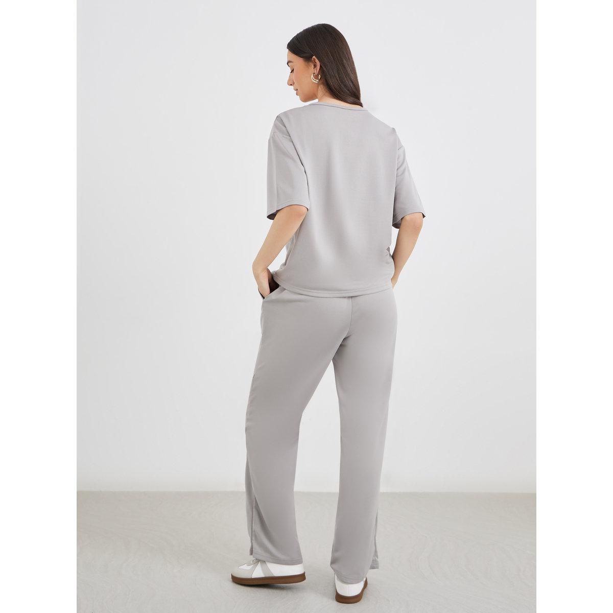 Styli Grey Star Print T-Shirt and Pants Co-Ords-women-clothing-coordsets-image-5