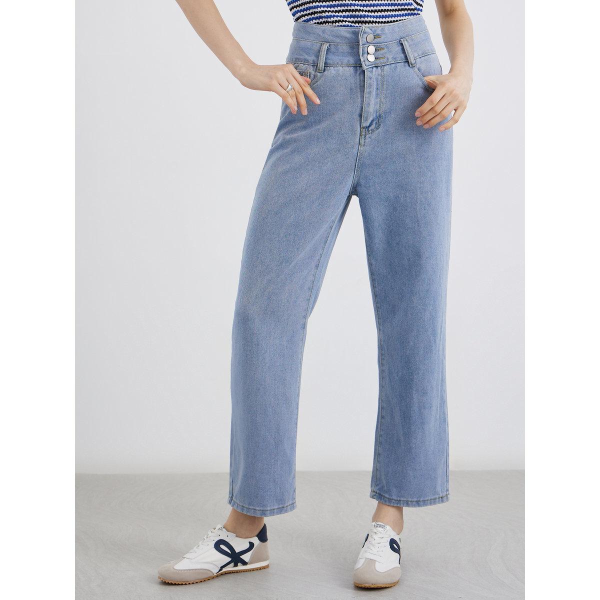 بنطال جينز بقصة عادية مع تفاصيل أزرار-women-clothing-bottoms-jeans-image-2