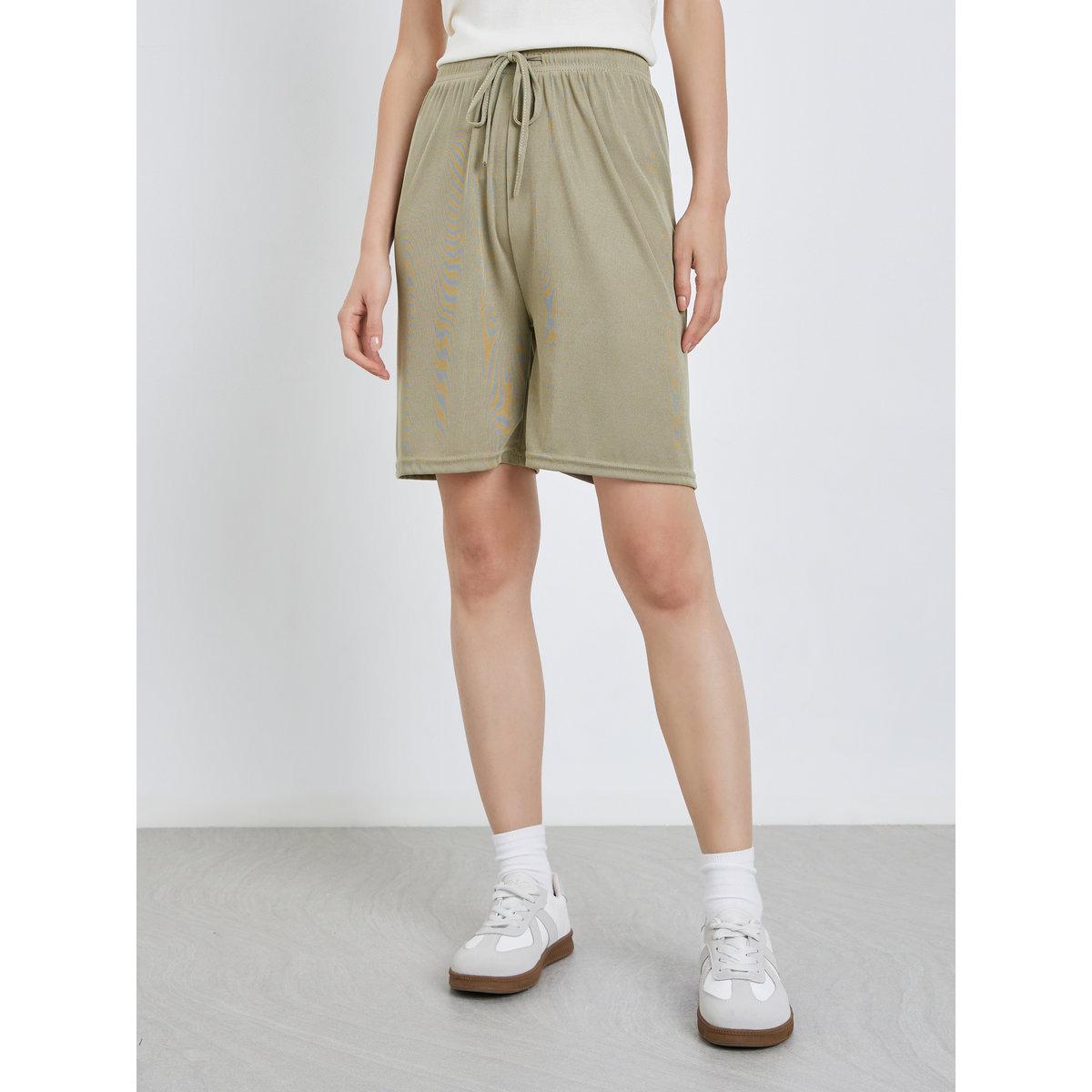 Styli Solid Casual Shorts with Drawstring-women-clothing-bottoms-shorts-image-2