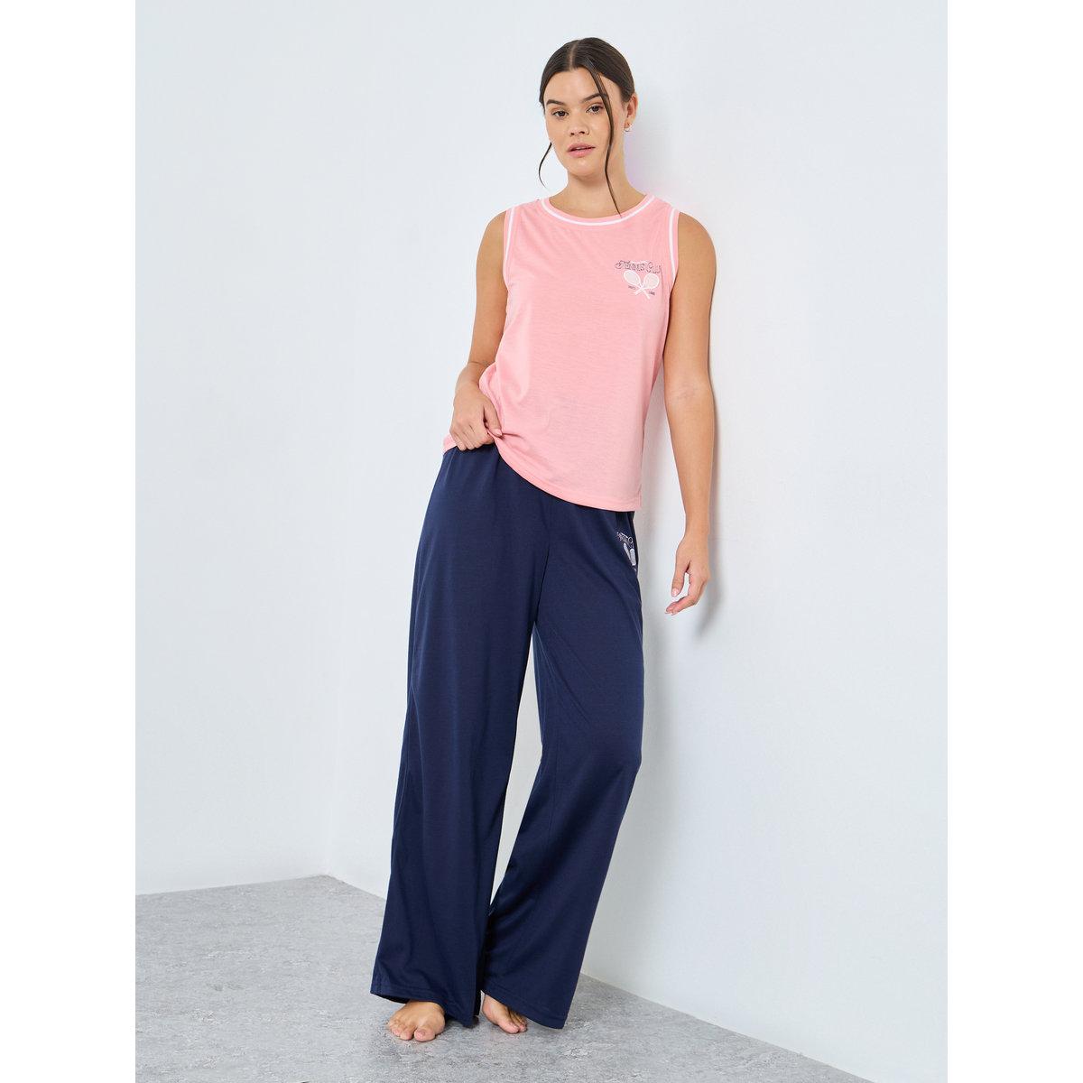 Styli Tennis Club Sport Stripe Tank and Pyjama Set-women-clothing-nightwear-pyjamas-longsets-image-1