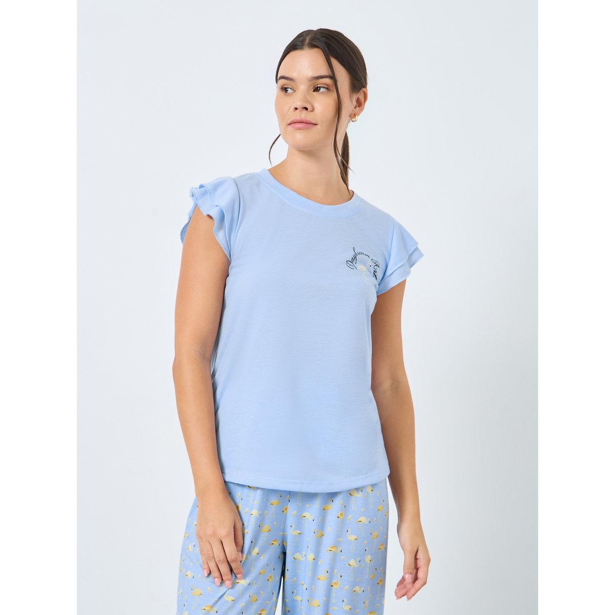 Styli Flamingo Double Ruffle Tank and Pyjama Set-women-clothing-nightwear-pyjamas-longsets-image-2