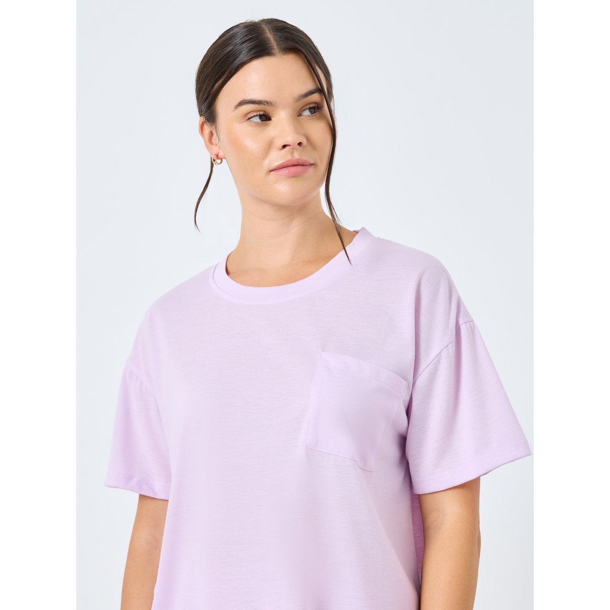 Styli Solid Drop Shoulder Pocket T-Shirt and Wavey Geo Pyjama Set-women-clothing-nightwear-pyjamas-longsets-image-3
