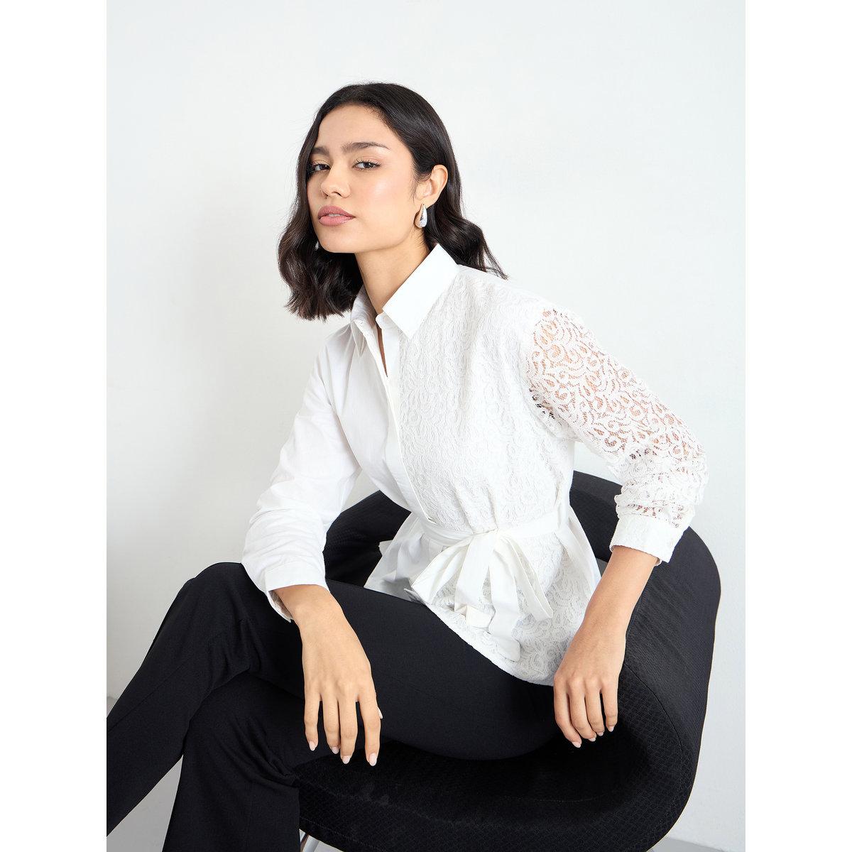 Styli Off-White Lace Detail Shirt-women-clothing-shirtsandblouses-shirts-image-1