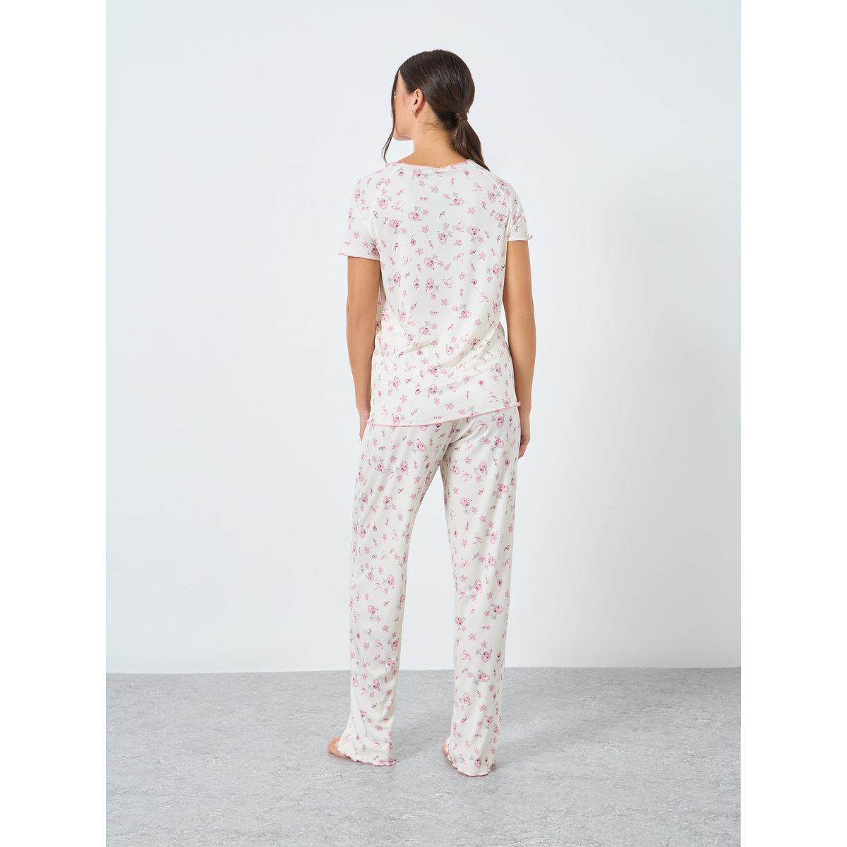 طقم من بنطال بيجاما وتيشيرت بطبعة زهور-women-clothing-nightwear-pyjamas-longsets-image-5