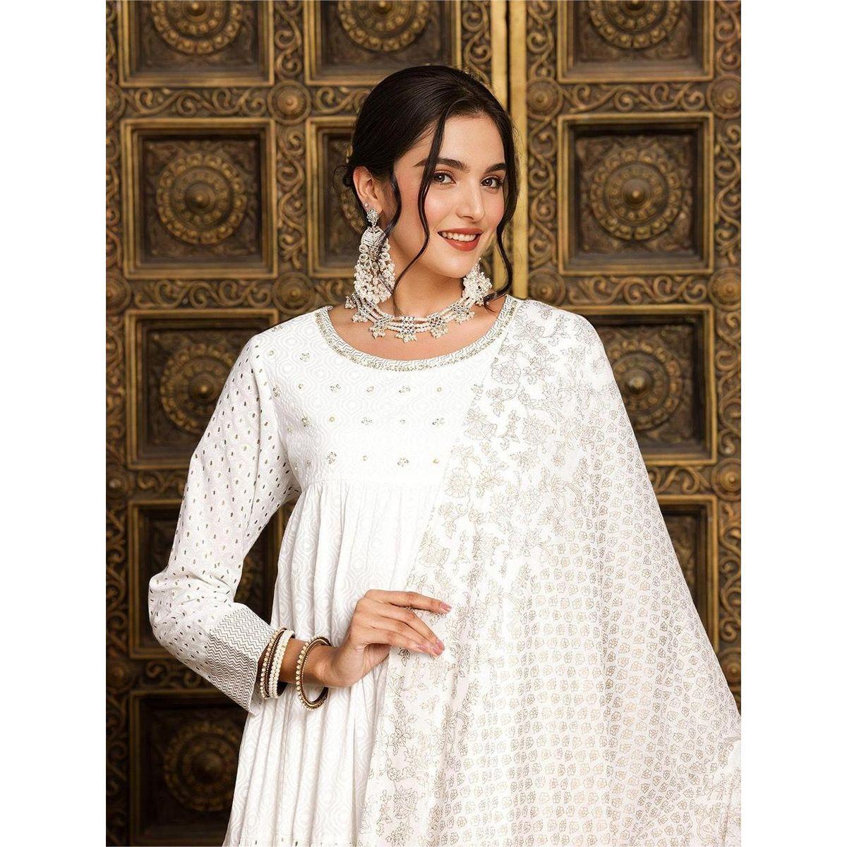 فستان ميدي بتصميم خاص وحافة واسعة-women-clothing-ethnicwear-dresses-image-1