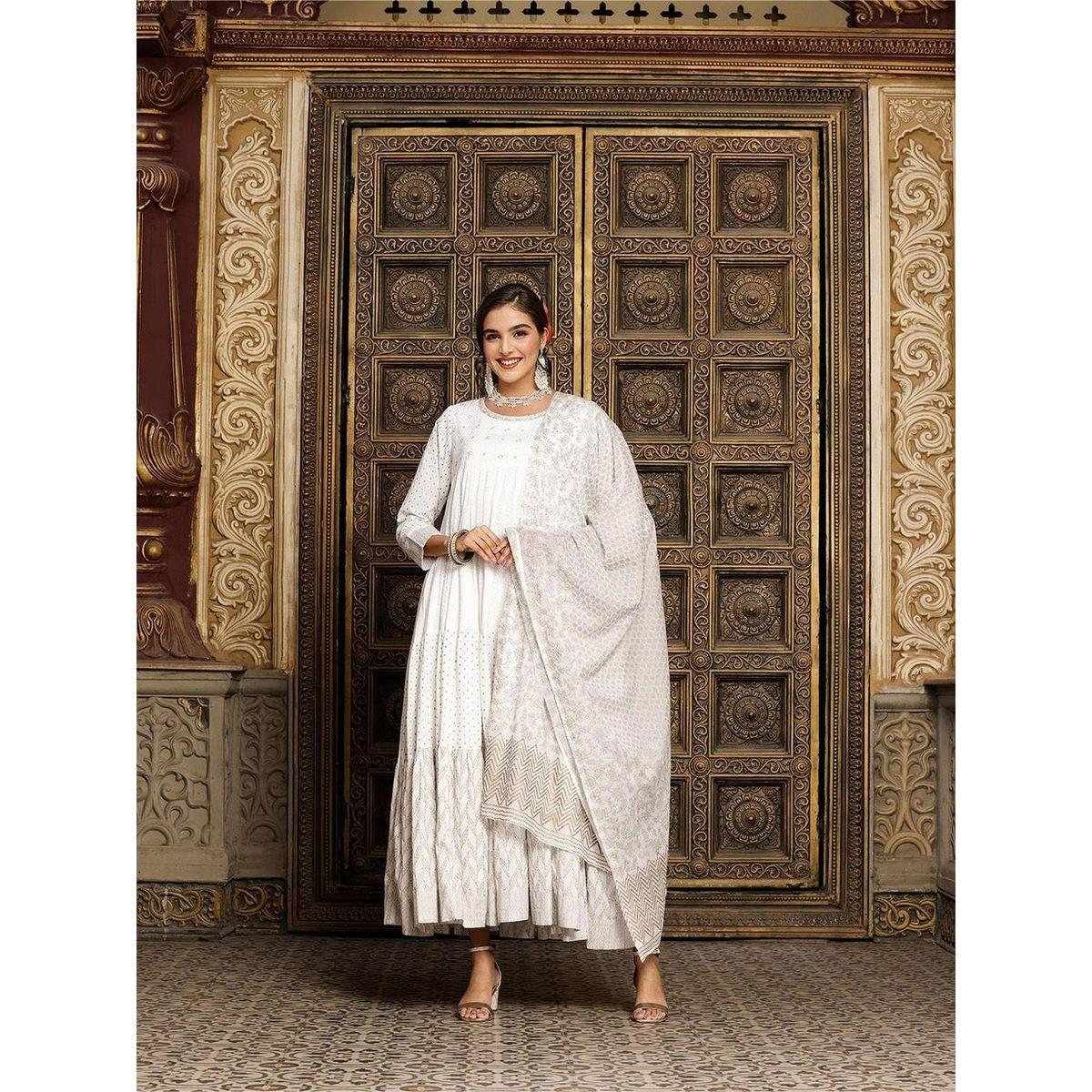 فستان ميدي بتصميم خاص وحافة واسعة-women-clothing-ethnicwear-dresses-image-3