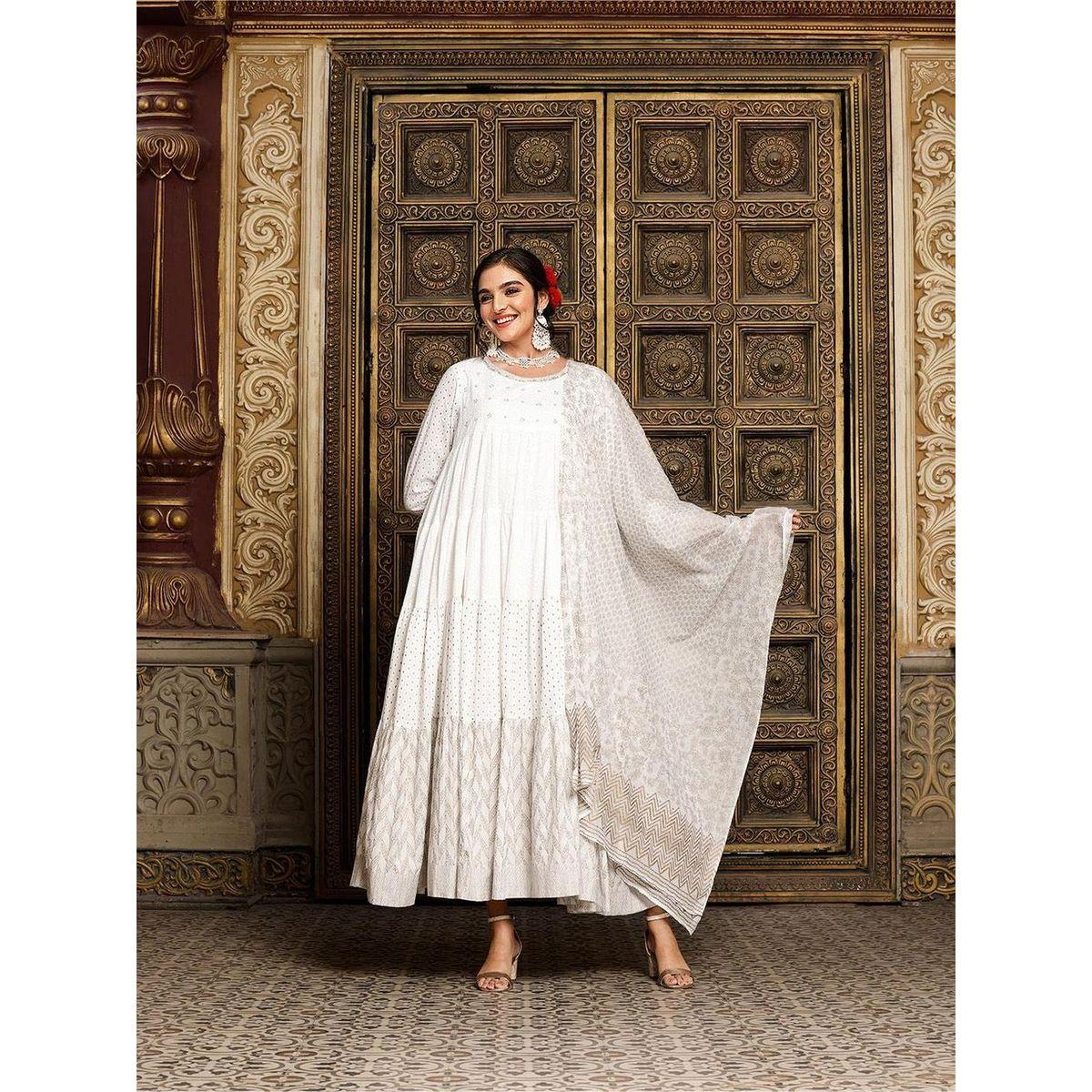 فستان ميدي بتصميم خاص وحافة واسعة-women-clothing-ethnicwear-dresses-image-5