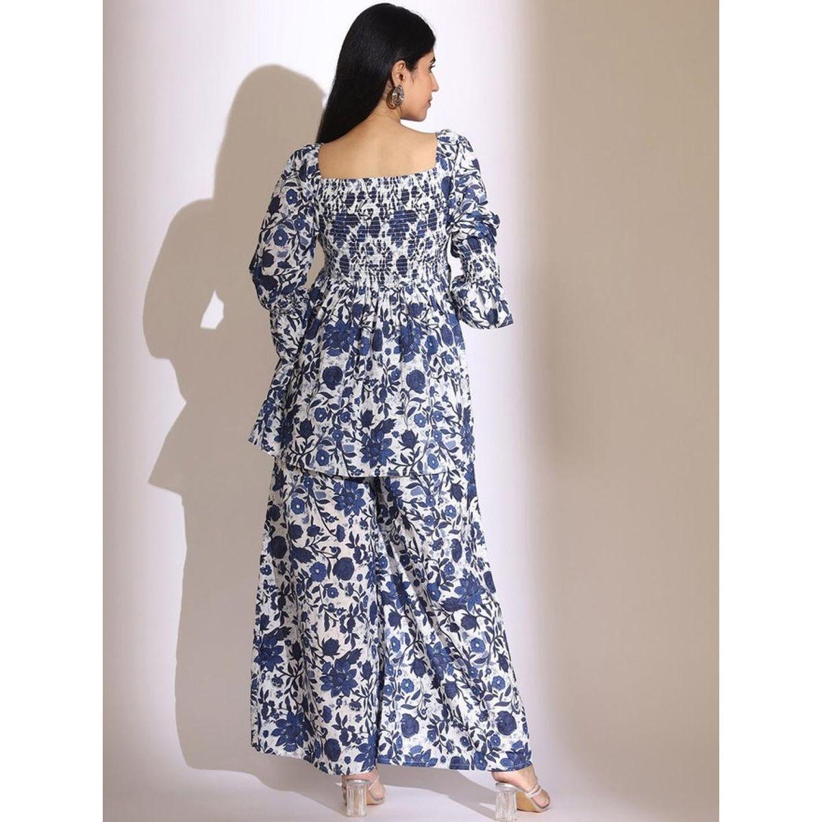 Ishin Women Floral Print Smocked Top and Pants Co-Ords-women-clothing-coordsets-image-4