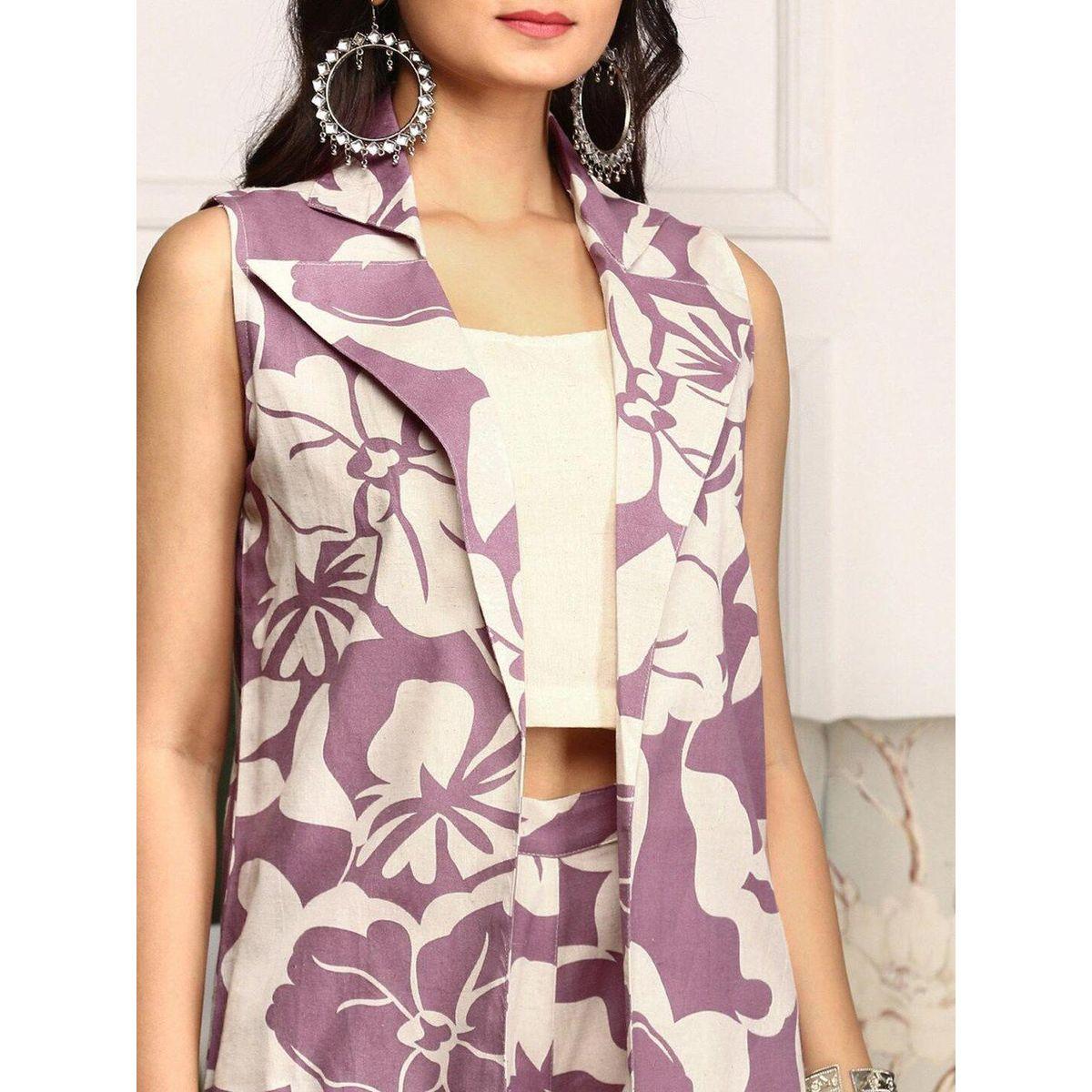 طقم منسق من بنطال وبلوزة بلا أكمام وطبعة زهور-women-clothing-coordsets-image-2