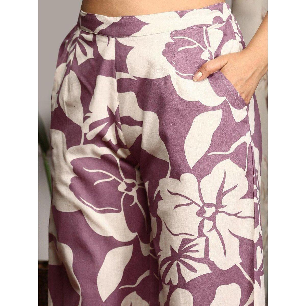 طقم منسق من بنطال وبلوزة بلا أكمام وطبعة زهور-women-clothing-coordsets-image-3