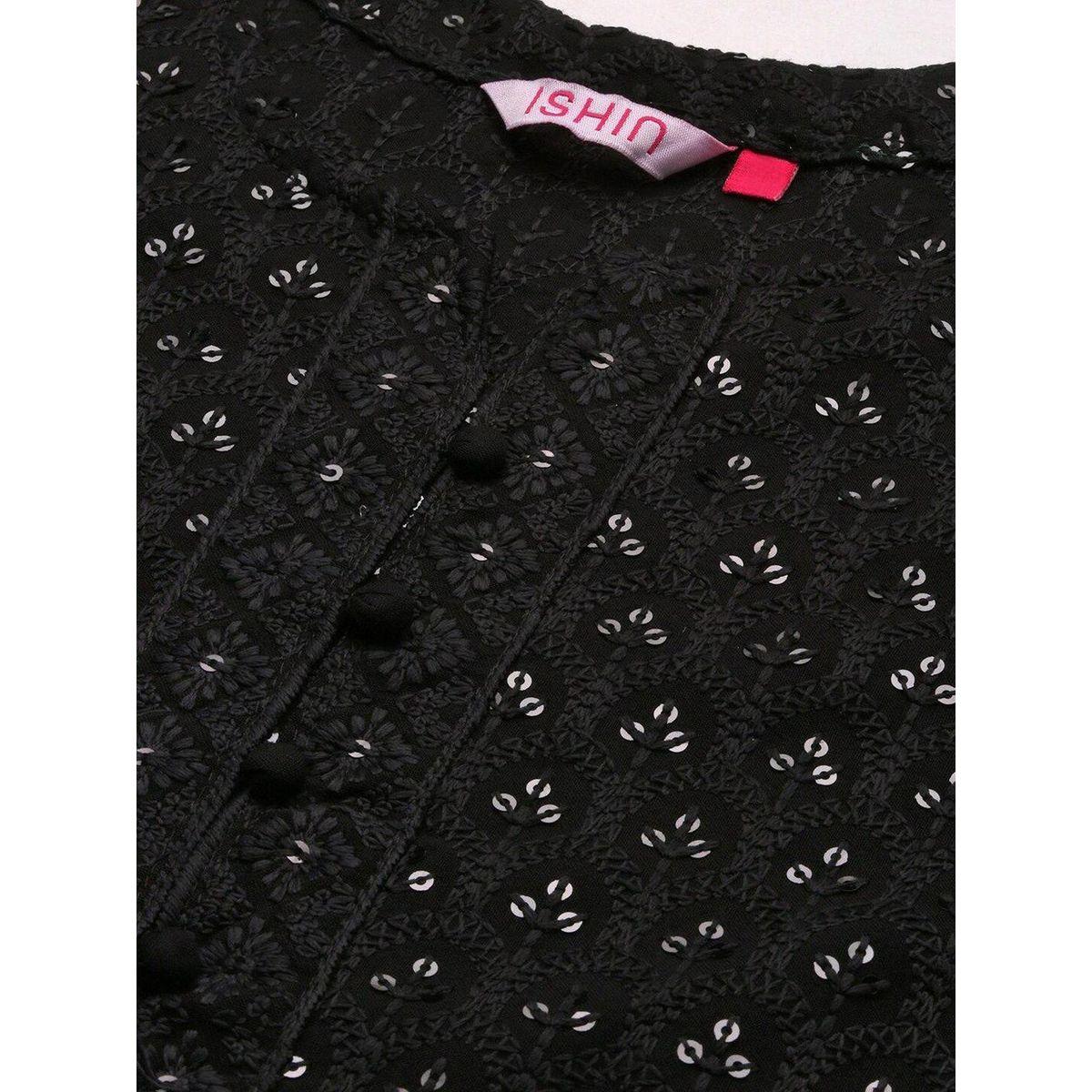 Ishin Embroidered Notch Neck Kurta with Trousers Set-women-clothing-ethnicwear-kurtasets-image-2