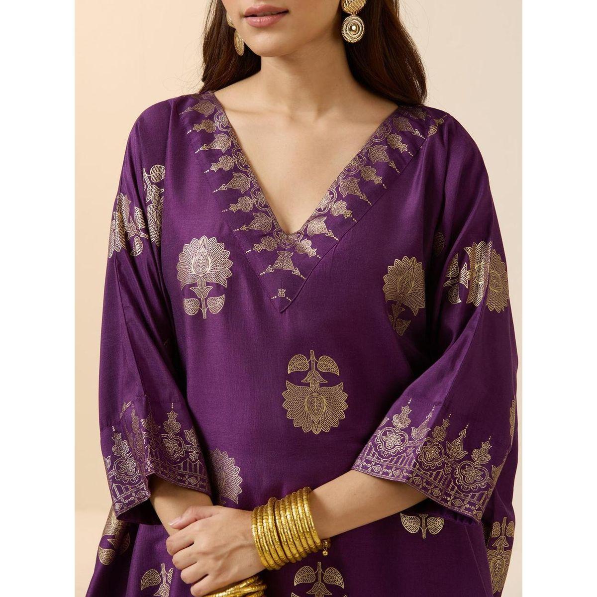 مجموعة من بنطال مع كورتا بطبعات-women-clothing-ethnicwear-kurtasets-image-4
