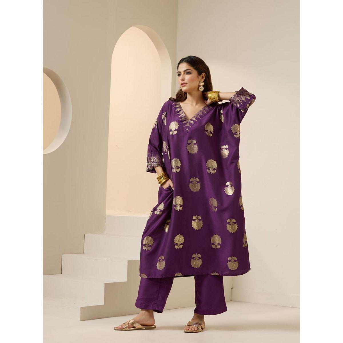 مجموعة من بنطال مع كورتا بطبعات-women-clothing-ethnicwear-kurtasets-image-5