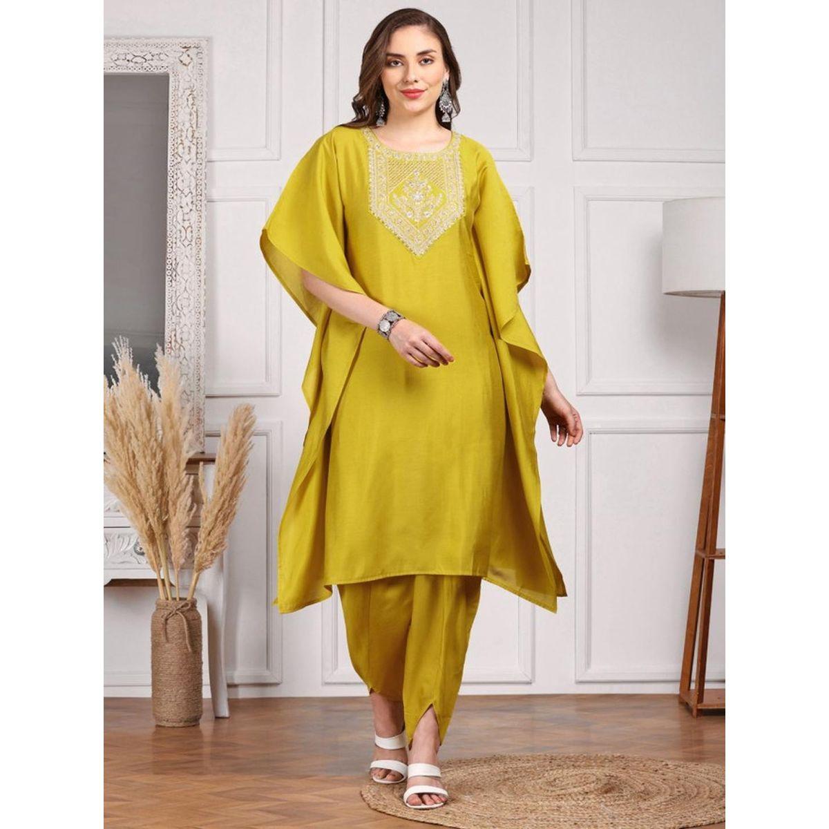Ishin Embroidered Round Neck Kurta with Trousers Set-women-clothing-ethnicwear-kurtasets-image-2
