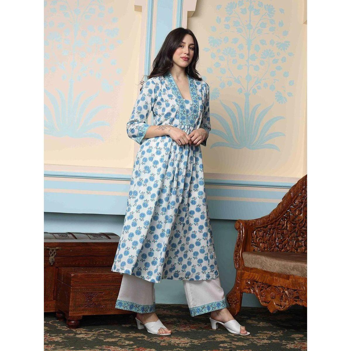 مجموعة من بنطال وكورتا بحافة واسعة-women-clothing-ethnicwear-kurtasets-image-3